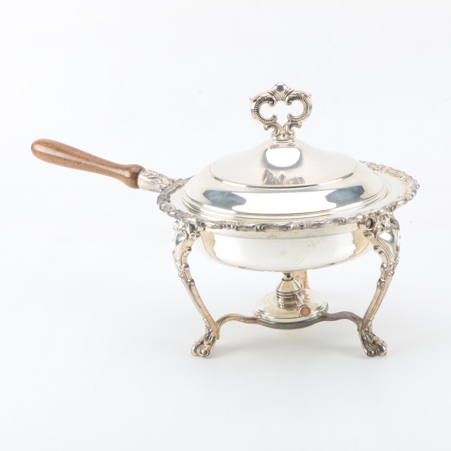 Scroll-and-Shell Rimmed Silver Plate Chafing Dish