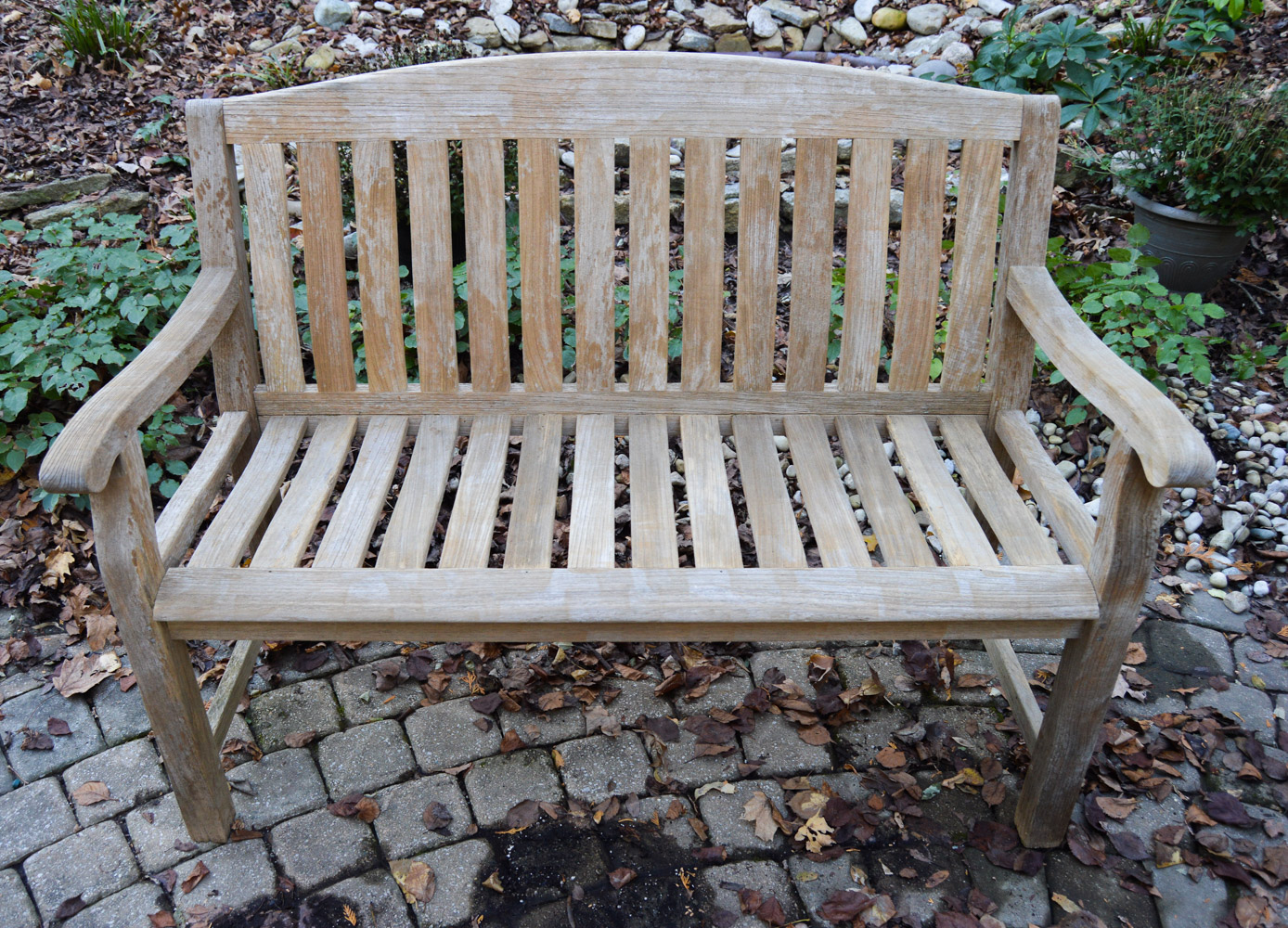 Unfinished Wood Garden Bench with Green Cushion