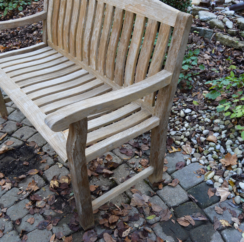 Unfinished Wood Garden Bench with Green Cushion