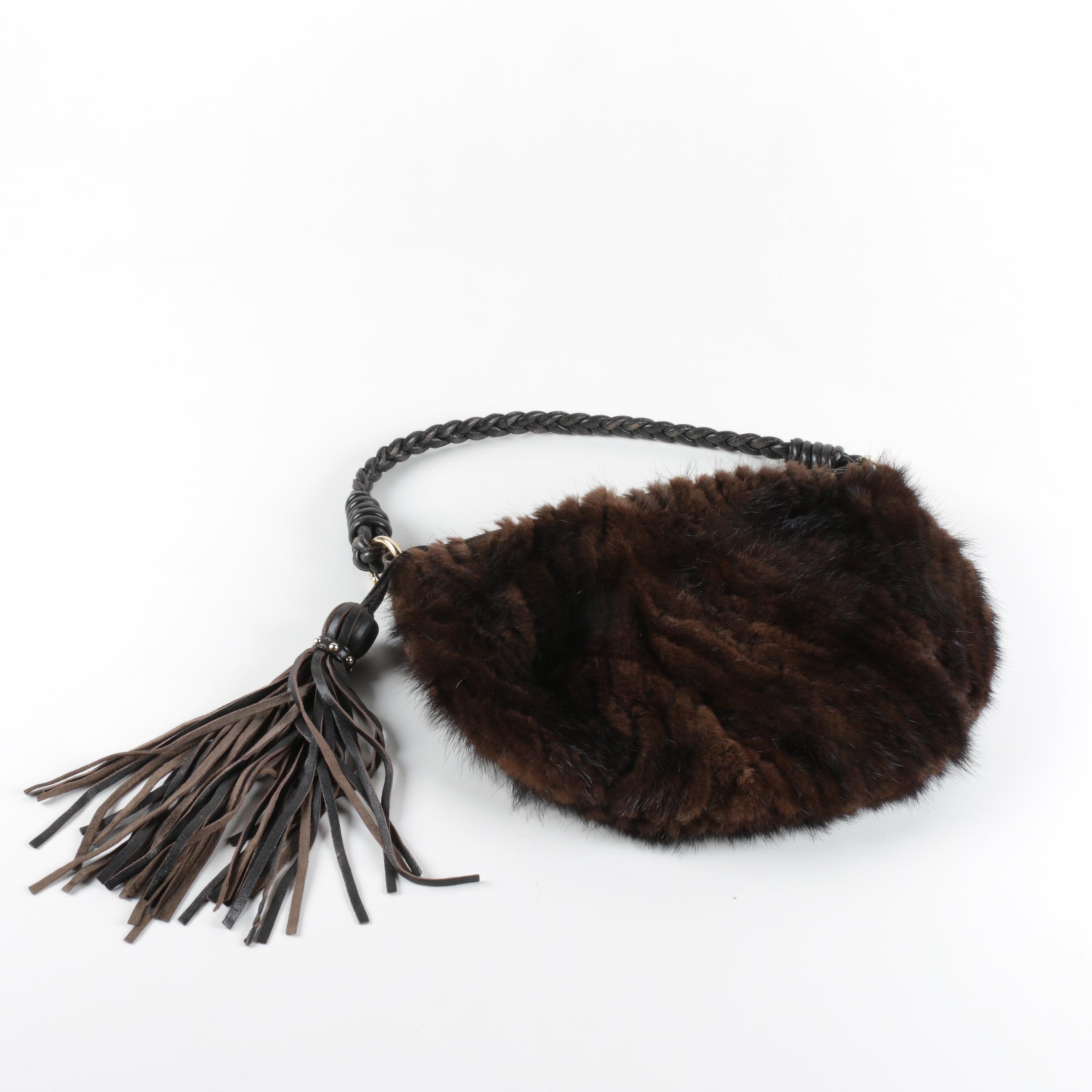 Paolo Masi Italian Mink and Leather Handbag