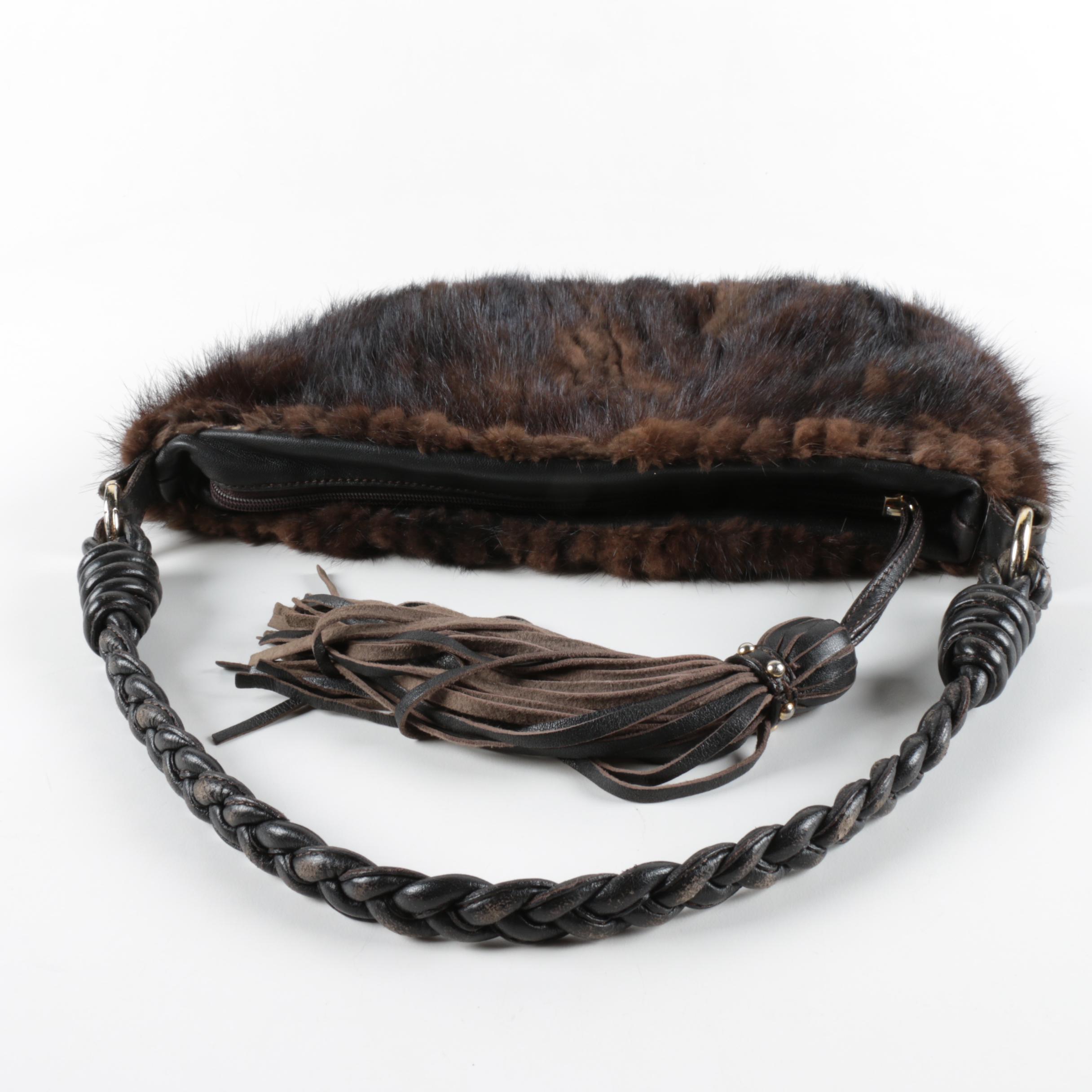 Paolo Masi Italian Mink and Leather Handbag