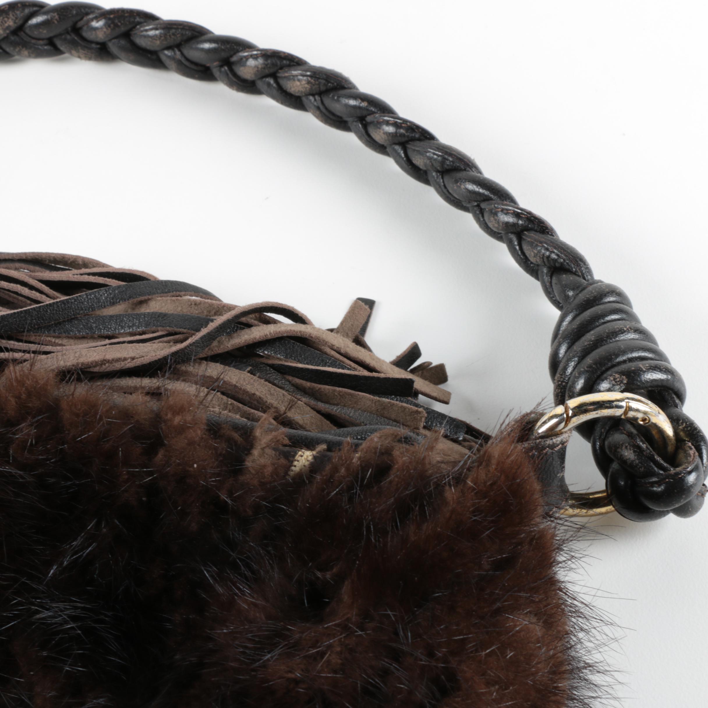 Paolo Masi Italian Mink and Leather Handbag