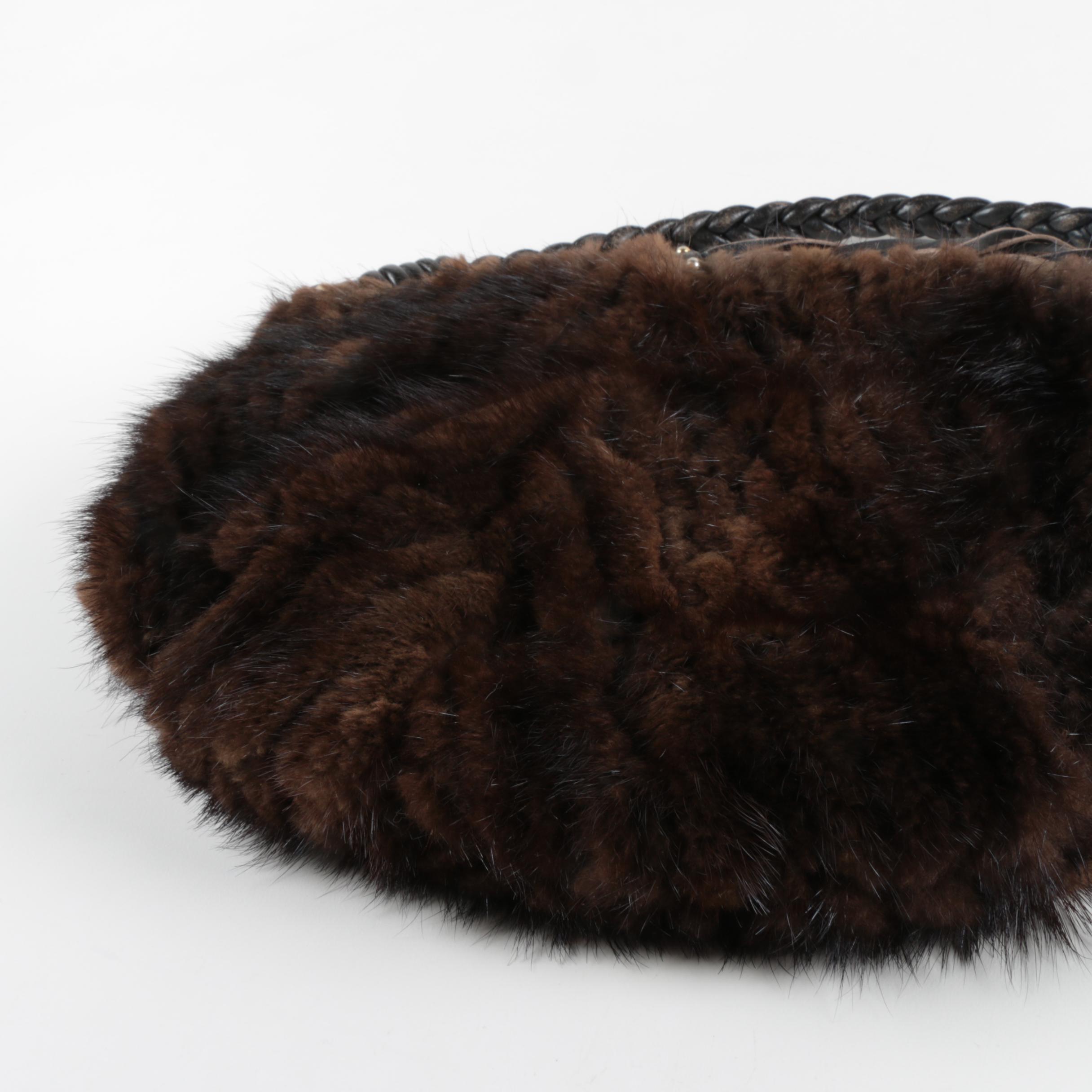 Paolo Masi Italian Mink and Leather Handbag