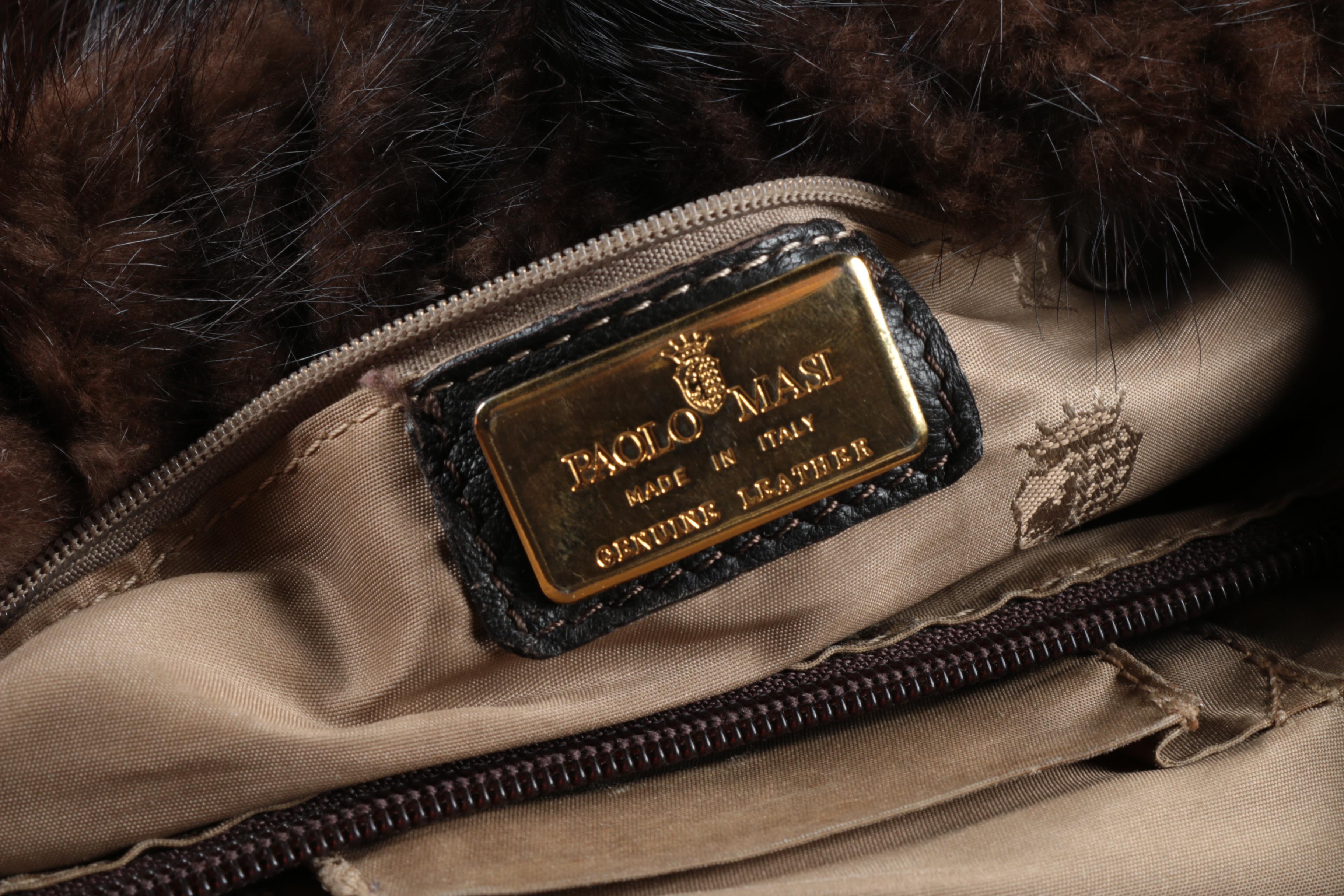 Paolo Masi Italian Mink and Leather Handbag