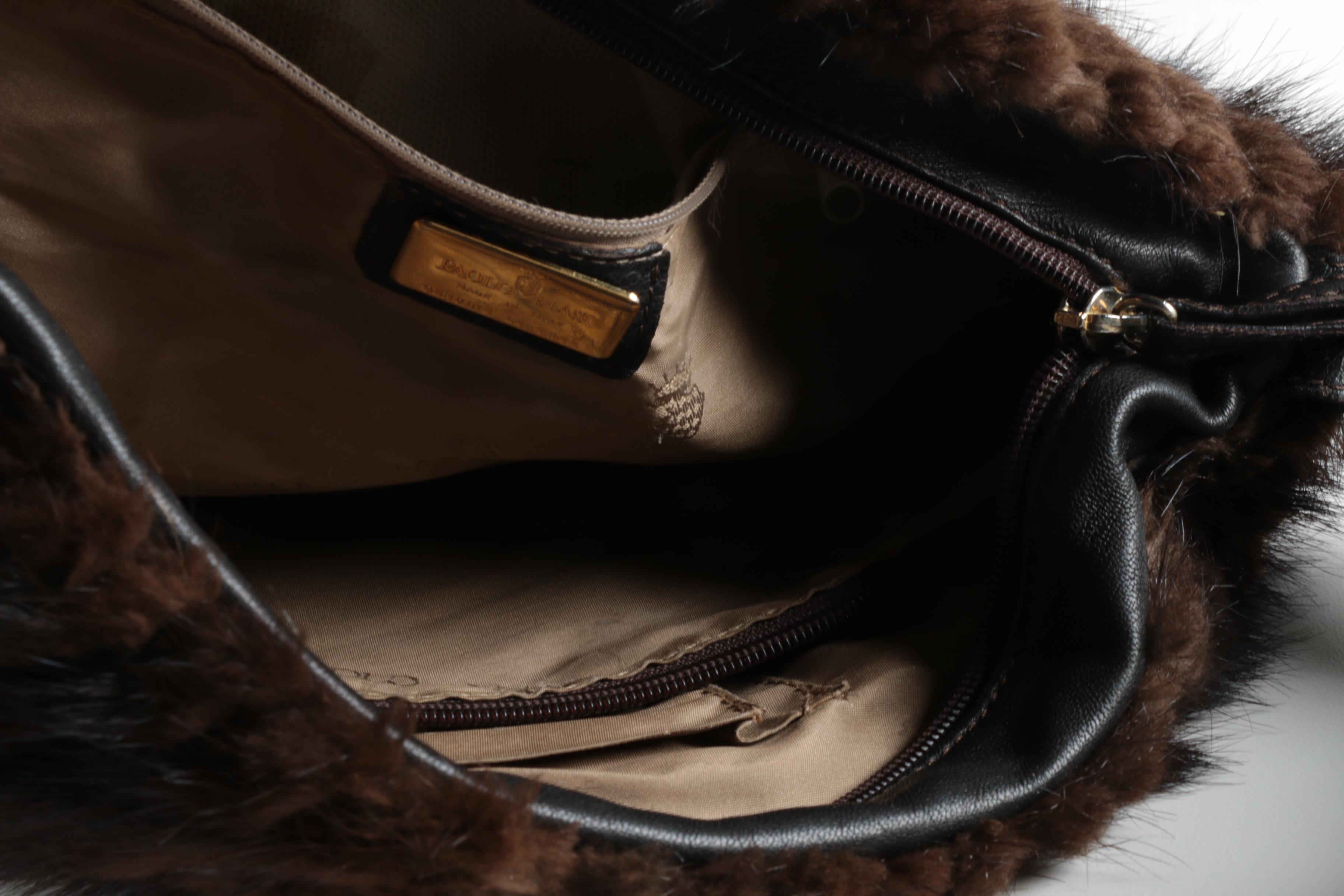 Paolo Masi Italian Mink and Leather Handbag