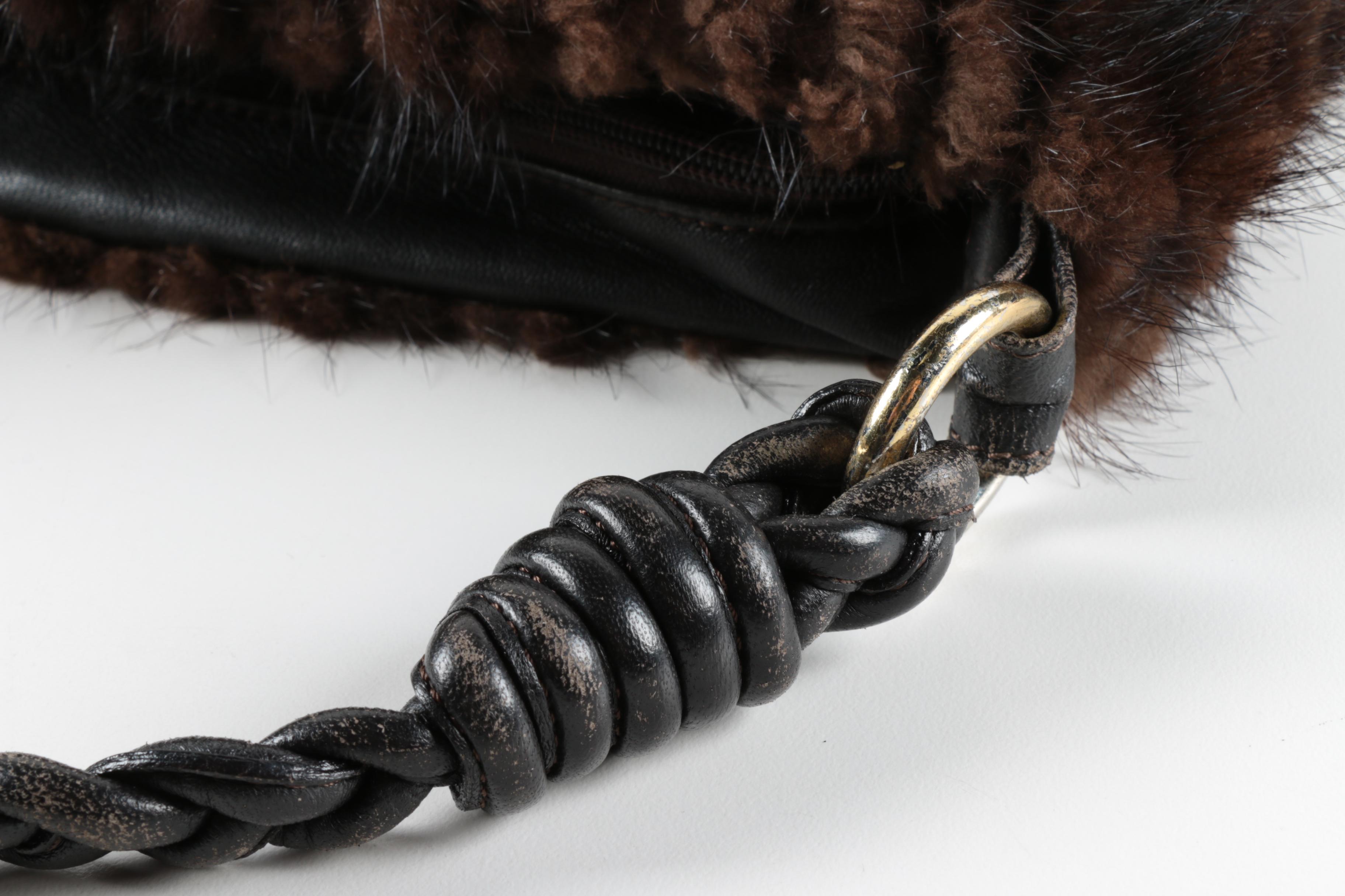 Paolo Masi Italian Mink and Leather Handbag