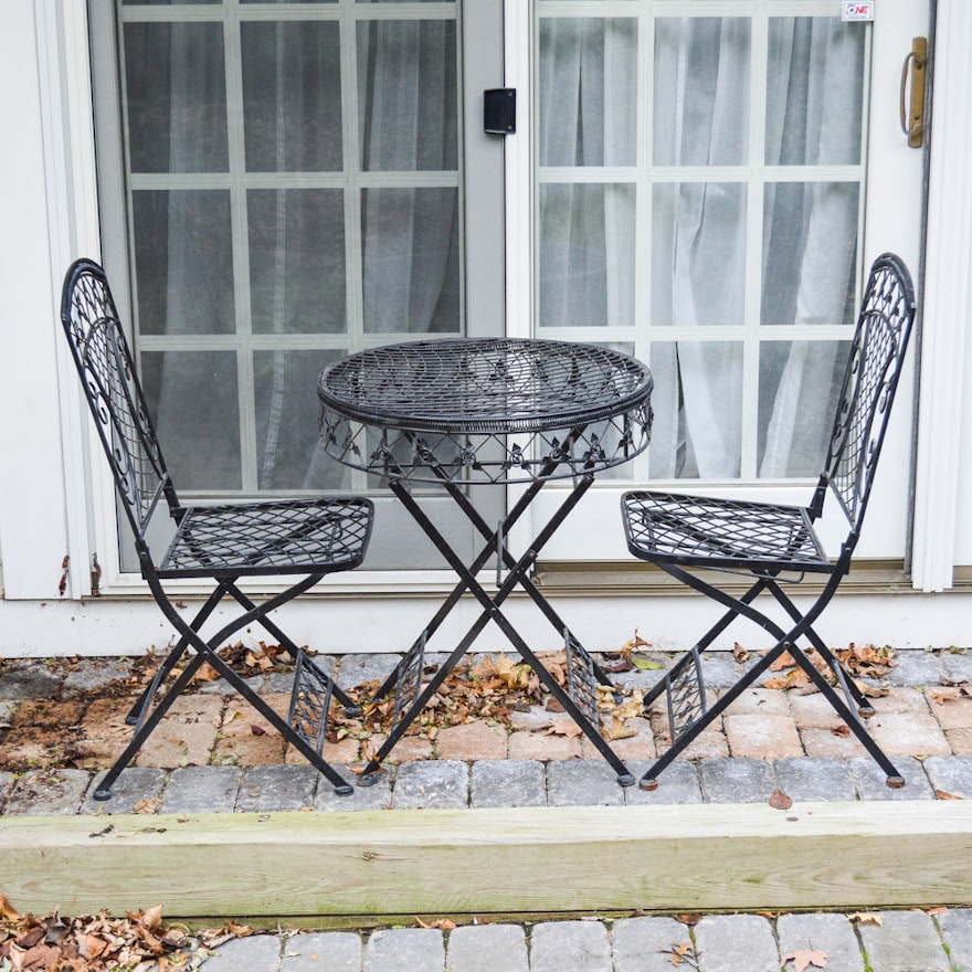 Metal Lattice Garden Folding Table and Chairs