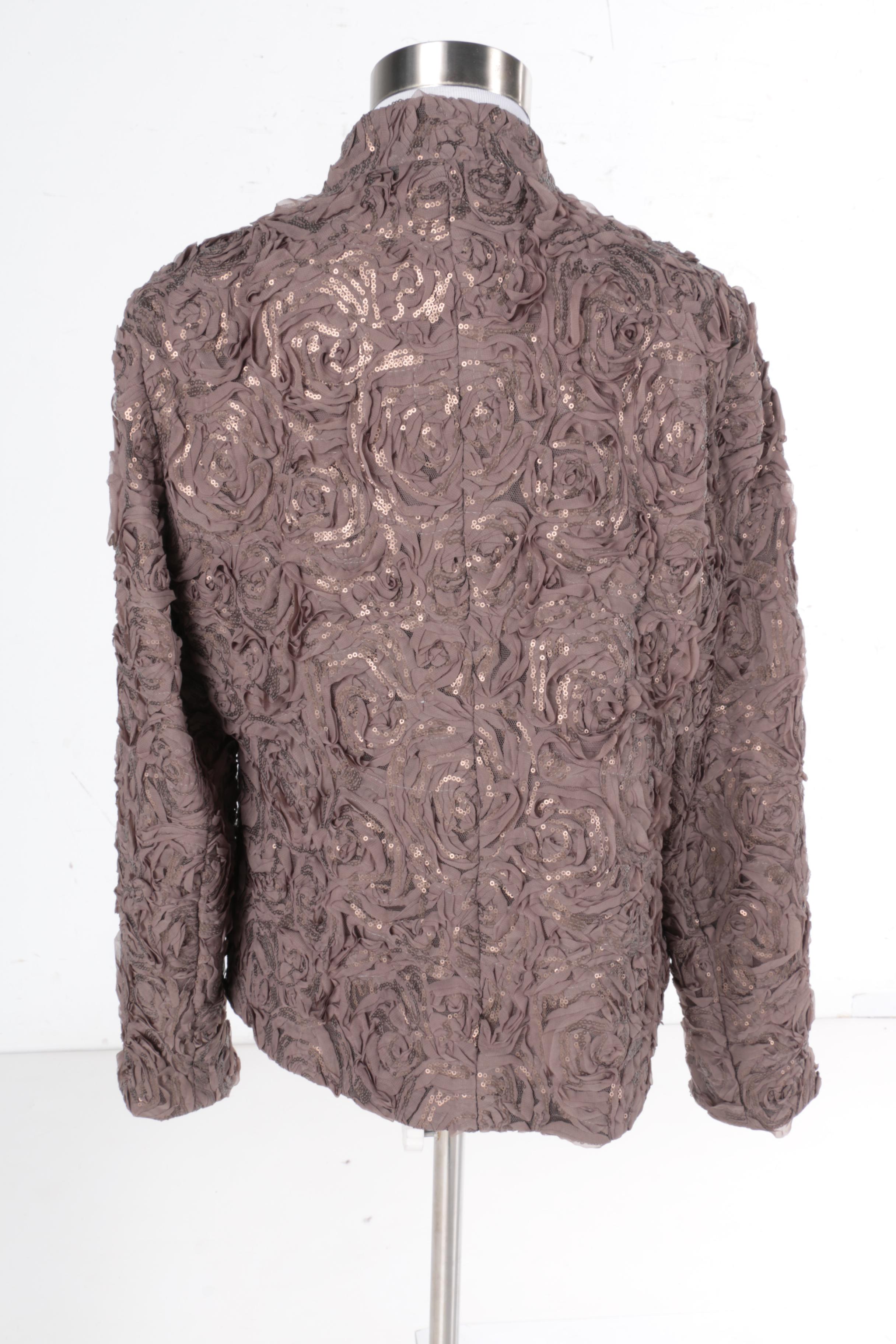 Women's Chico's Rose Sequin Taupe Jacket