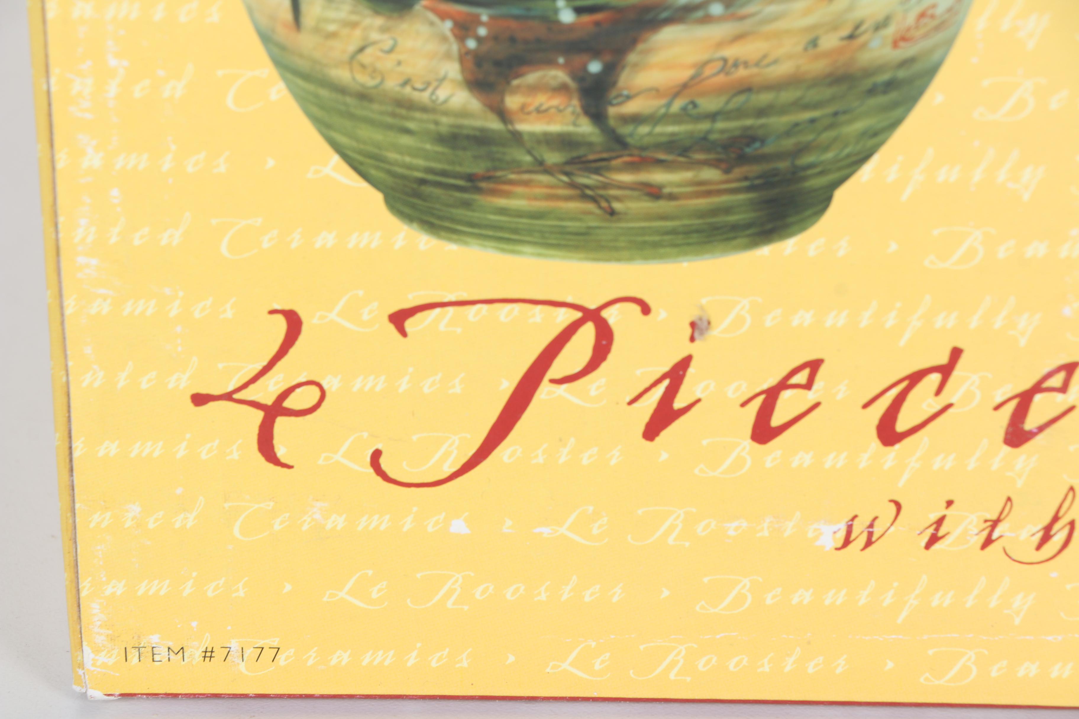 Hand-Painted Susan Winget "Le Rooster" Ceramic Storage Canisters