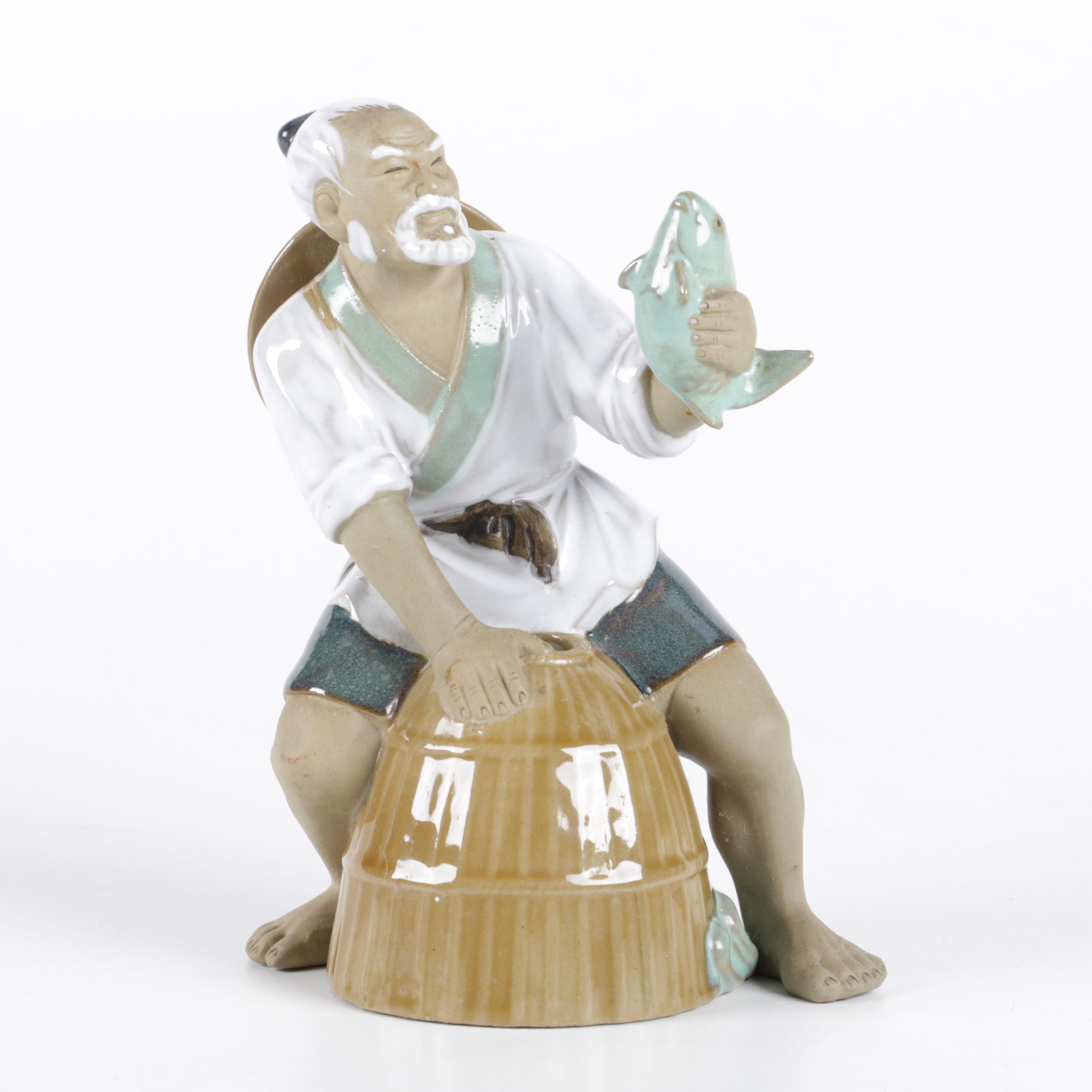 Shekwan Ceramics Chinese Fisherman Figurine