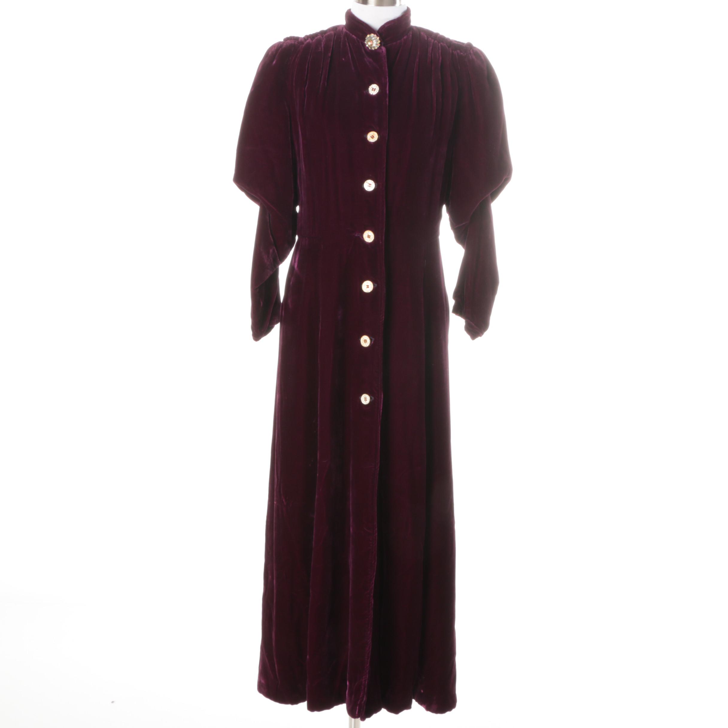 Women's Purple Velvet Victorian Evening Coat