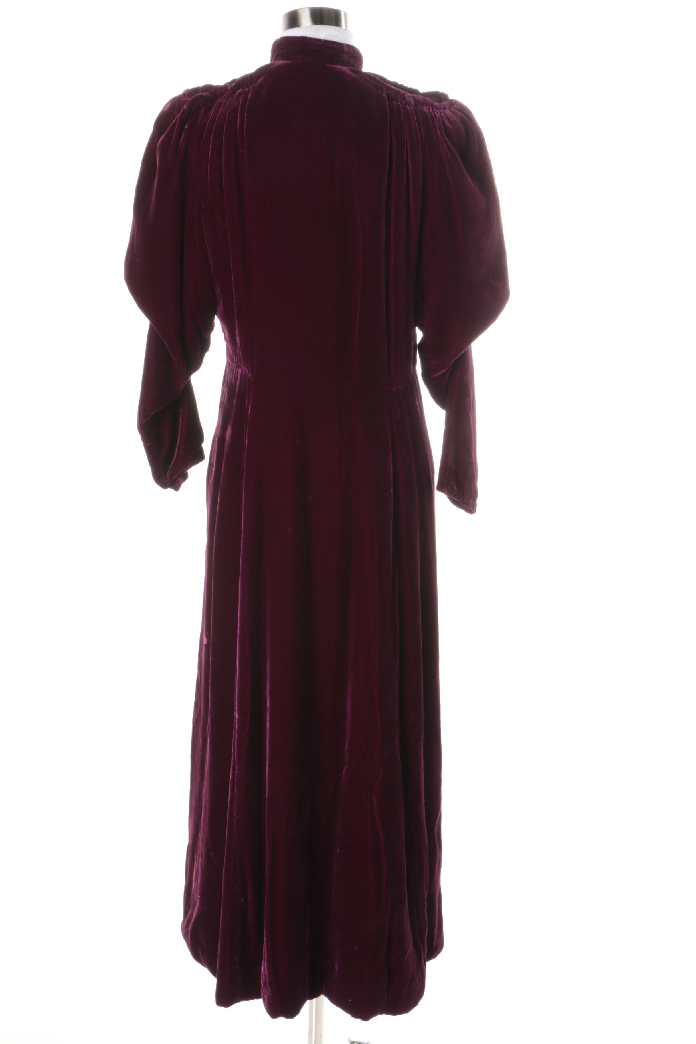 Women's Purple Velvet Victorian Evening Coat