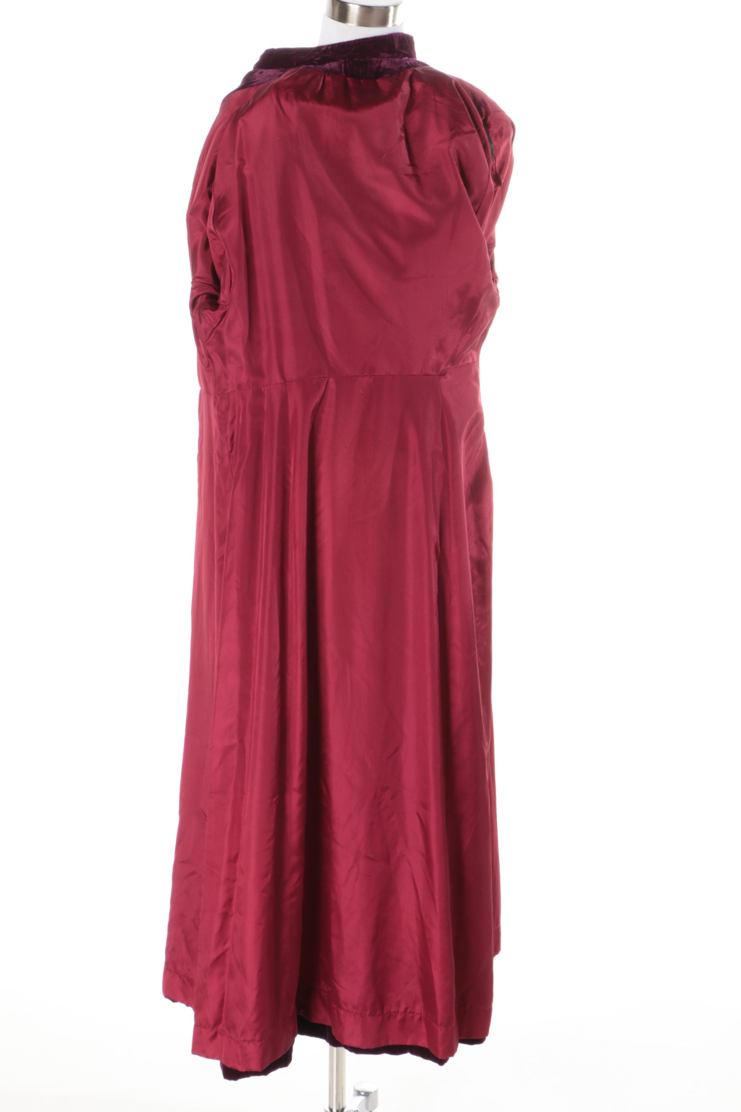 Women's Purple Velvet Victorian Evening Coat