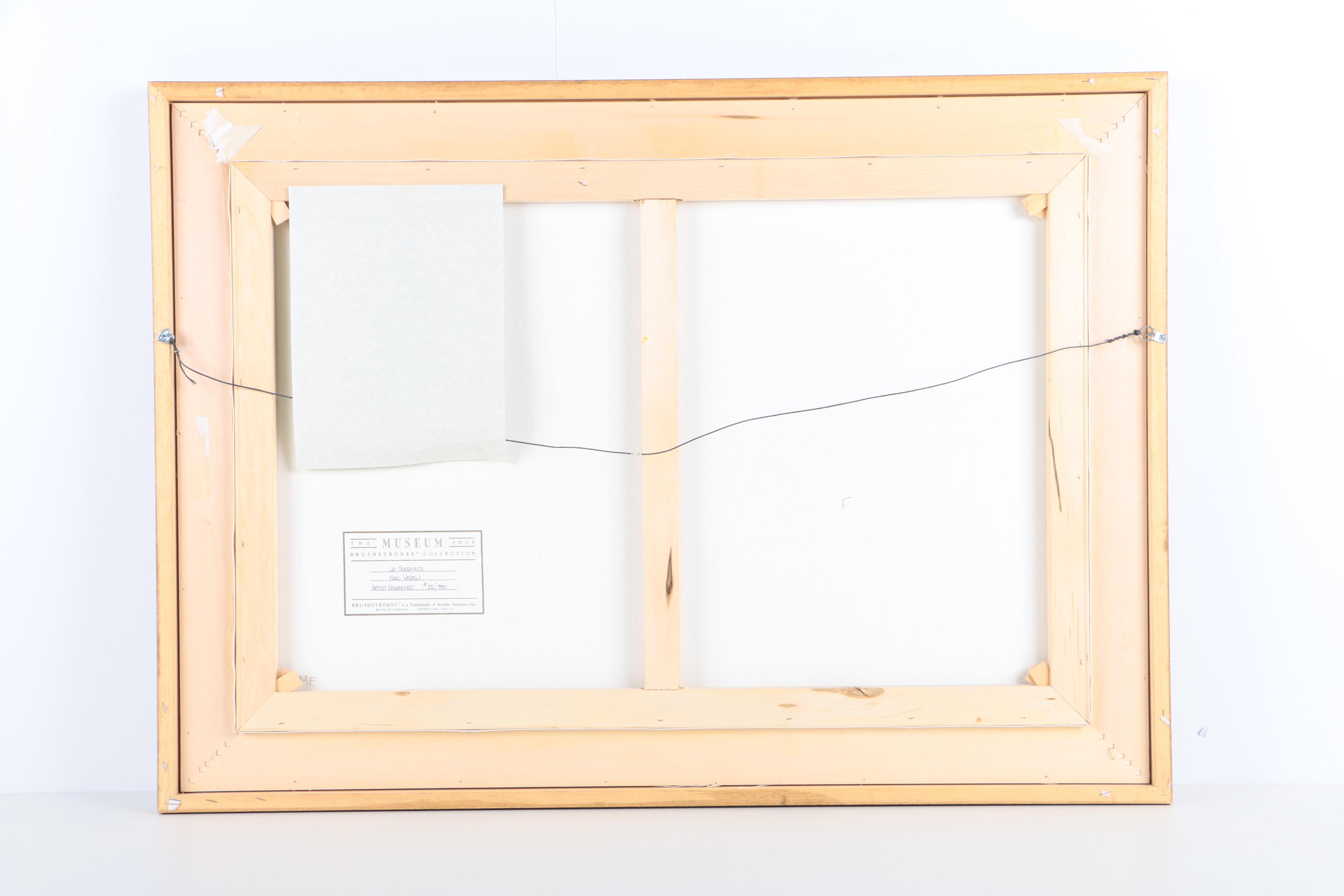 Embellished Offset Lithograph on Canvas After Nino Vasali "La Serenata"