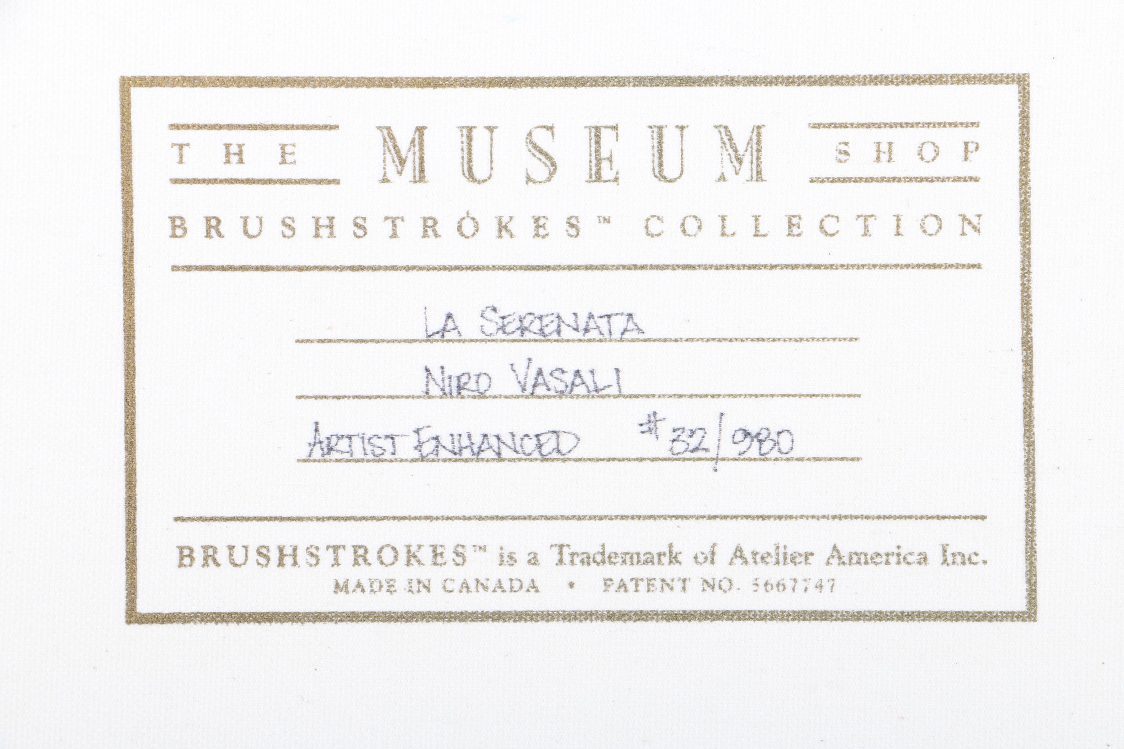 Embellished Offset Lithograph on Canvas After Nino Vasali "La Serenata"