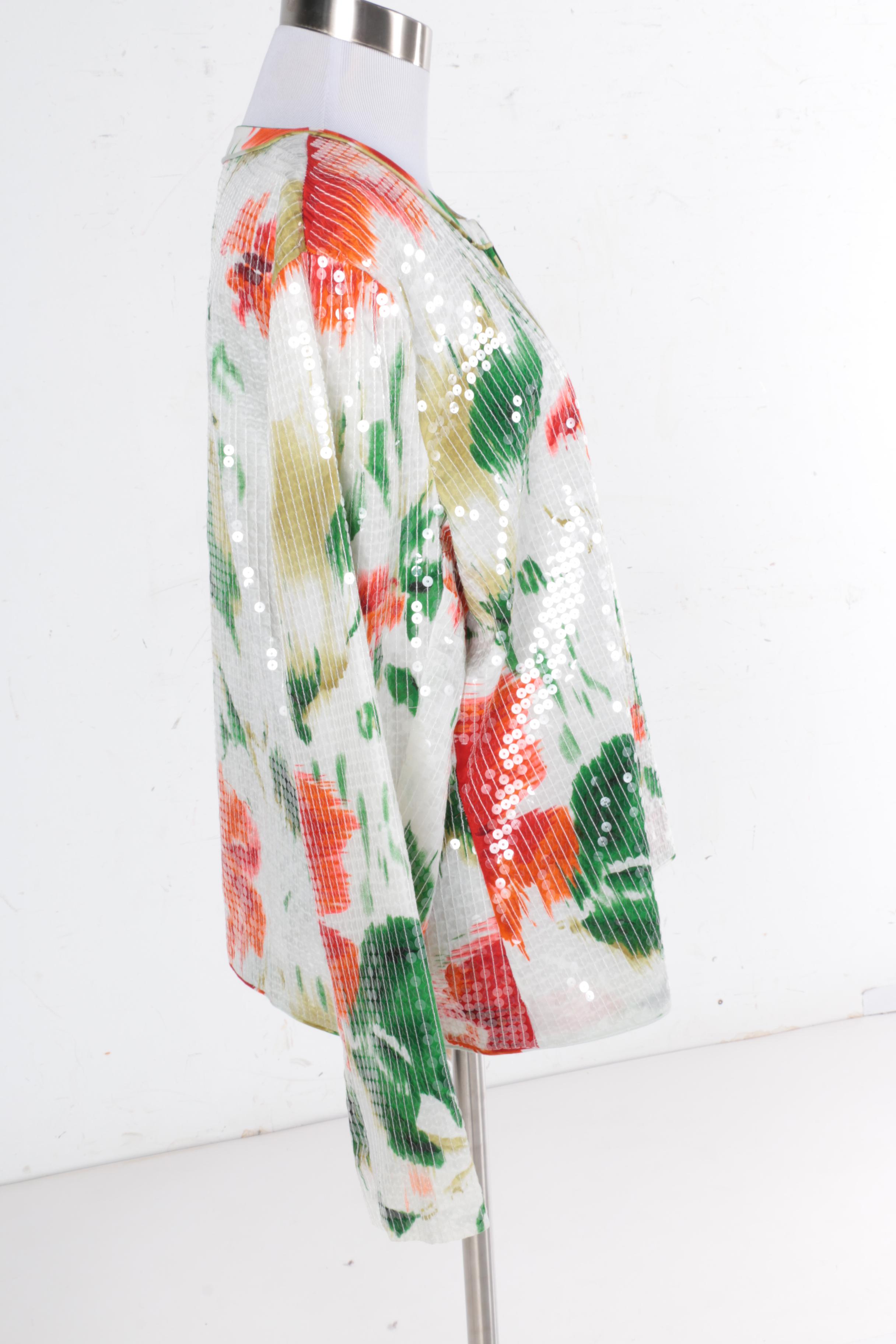 Chico's Sequin Floral Jacket