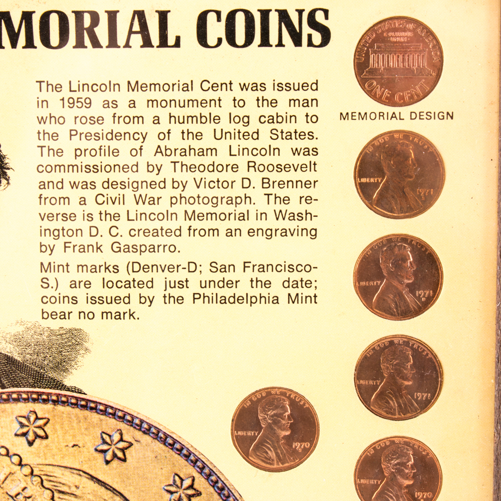 "Lincoln Memorial Coins" Framed Penny Set