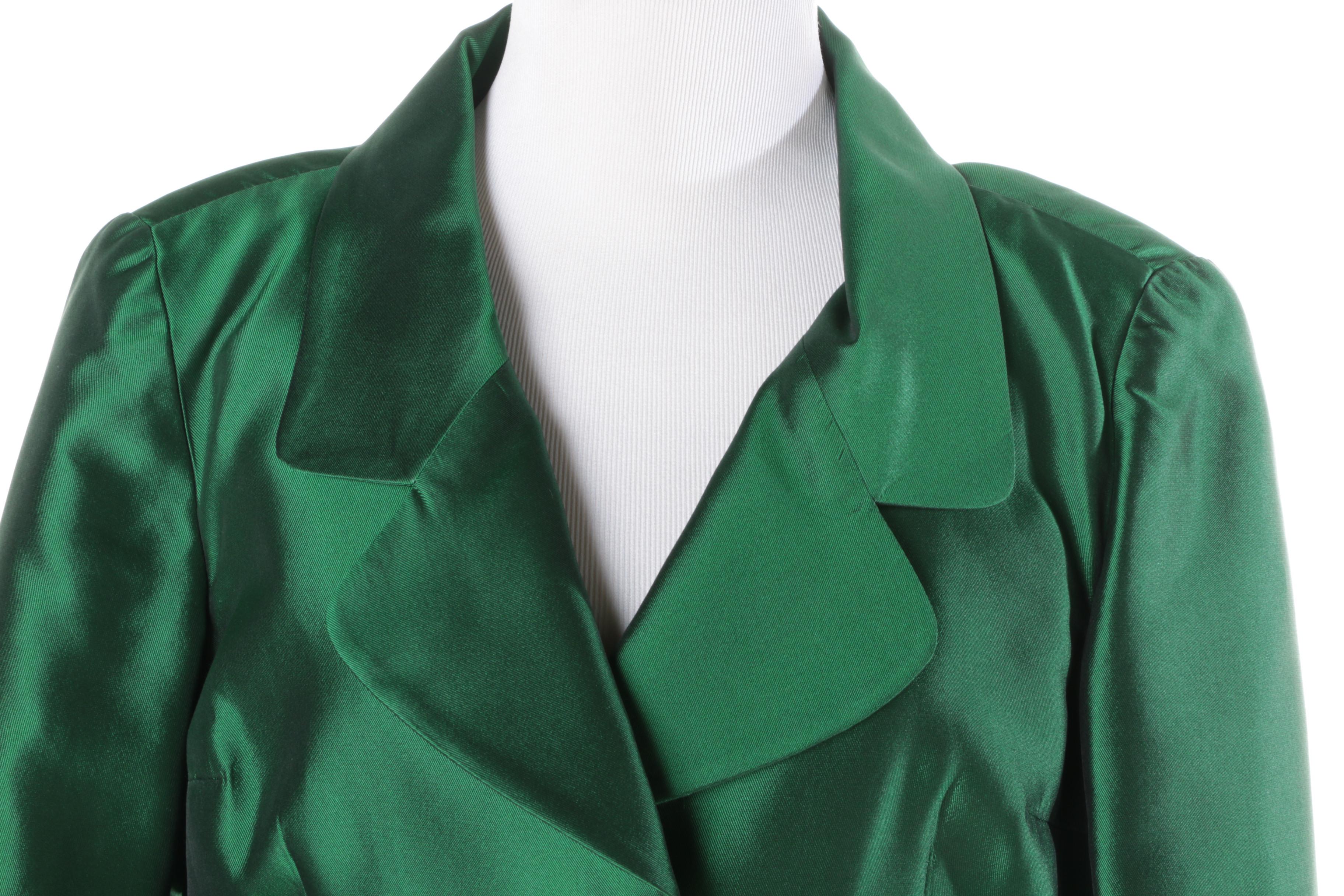 Dolce & Gabbana Emerald Green Silk Skirt Suit