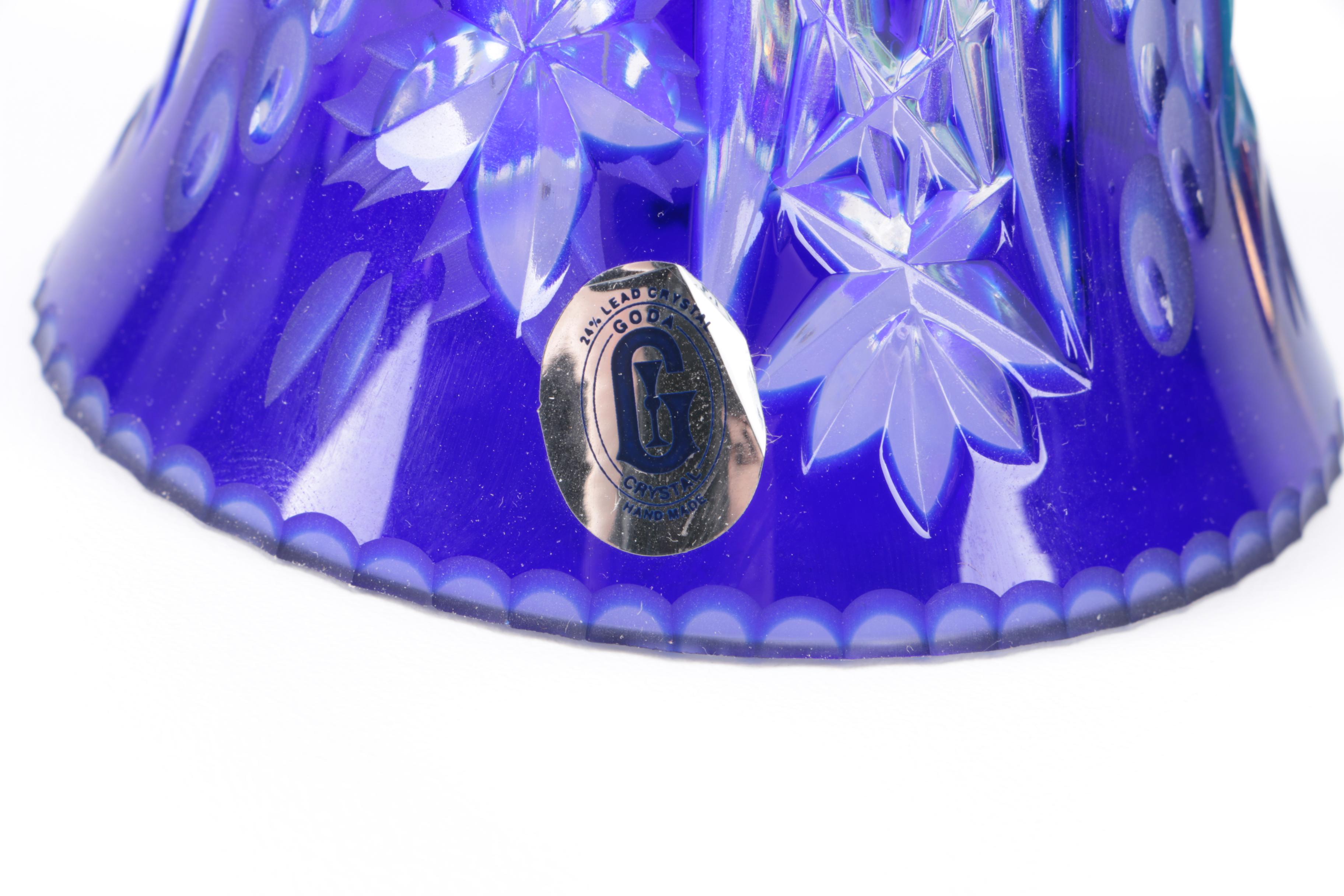 Orrefors Crystal Hand Bell with Hand Painted Florals