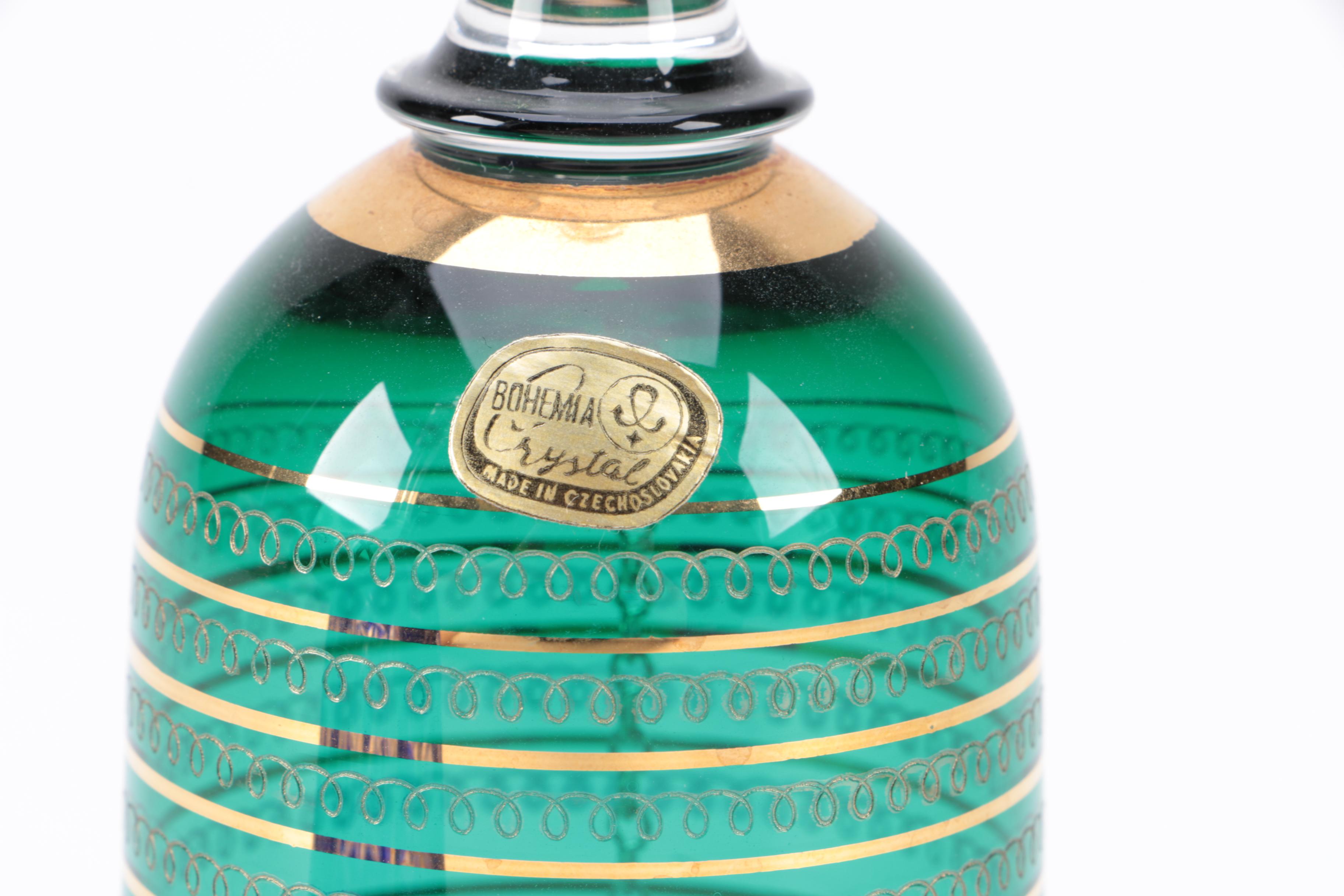 Orrefors Crystal Hand Bell with Hand Painted Florals