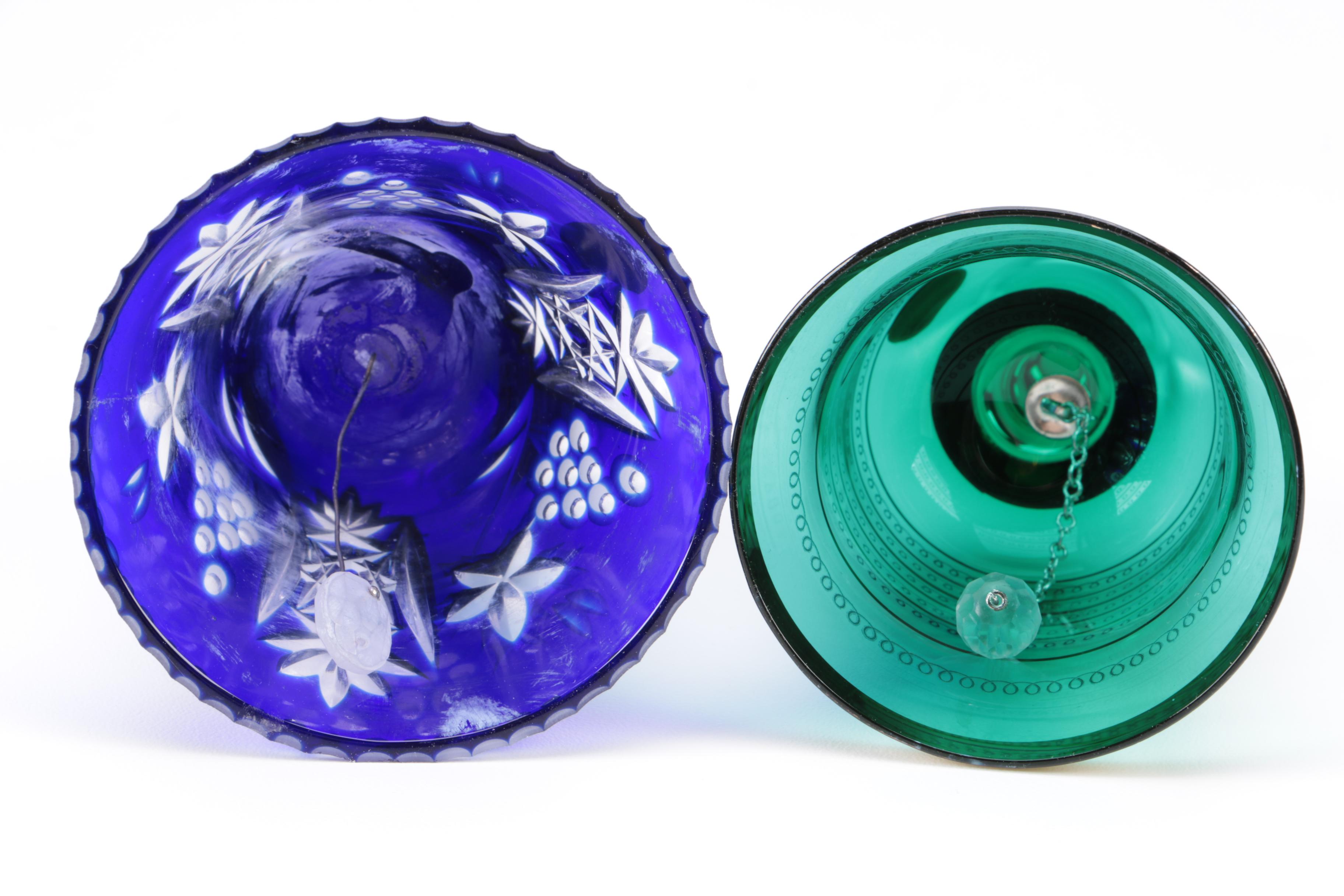 Orrefors Crystal Hand Bell with Hand Painted Florals