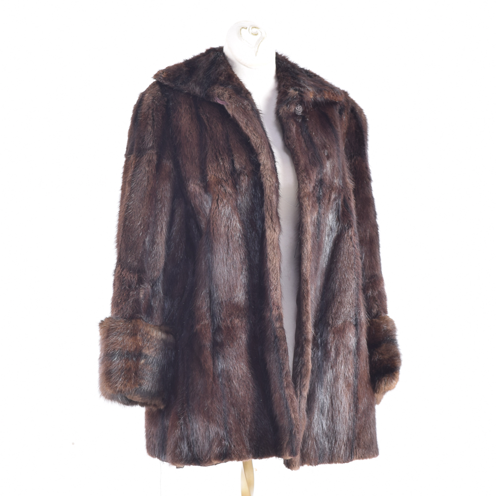 Wolf & Dessauer Dyed Muskrat Fur Coat