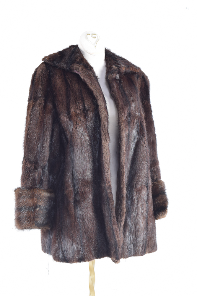 Wolf & Dessauer Dyed Muskrat Fur Coat