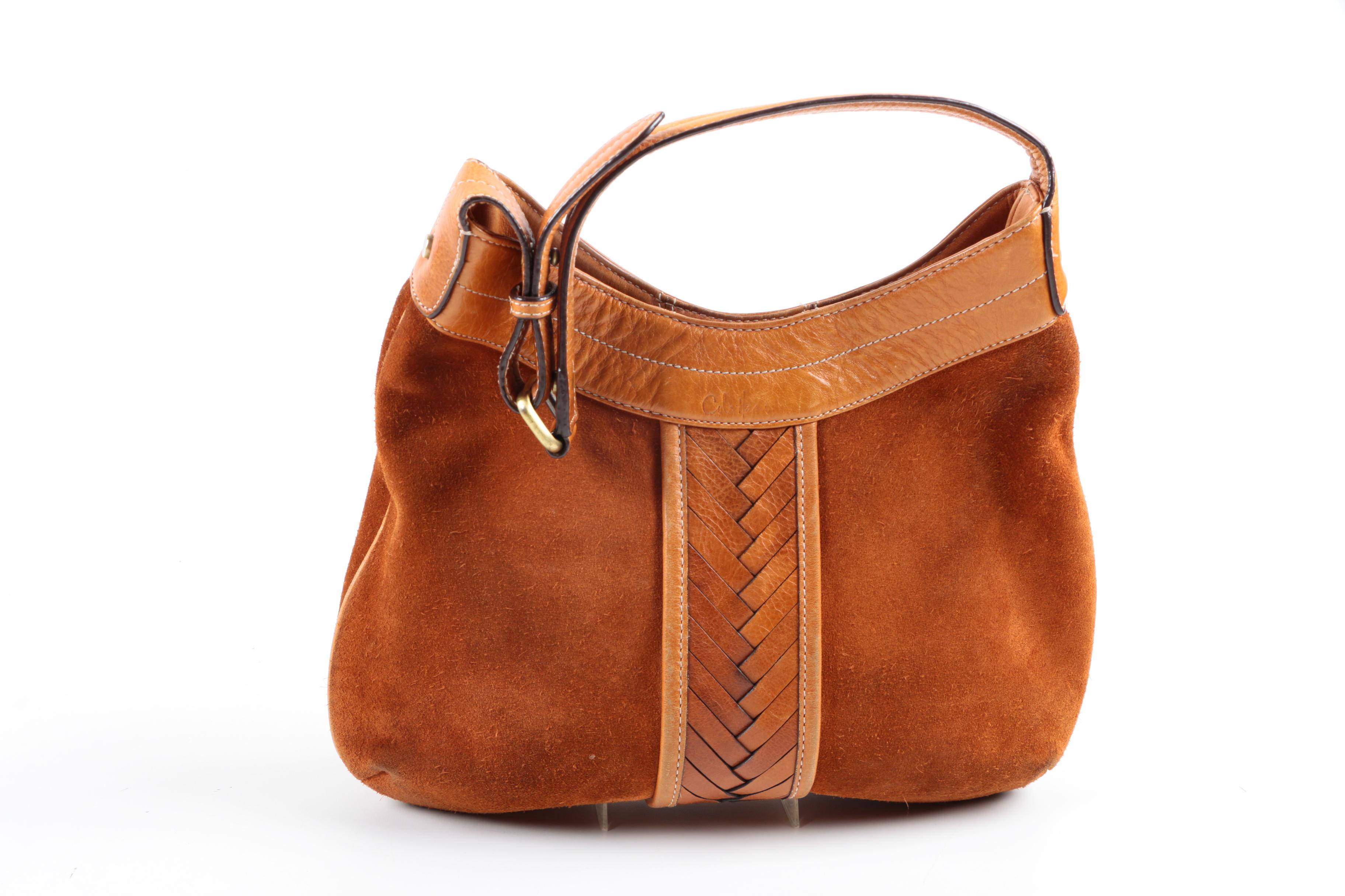 Cole Haan Golden Brown Suede and Leather Handbag