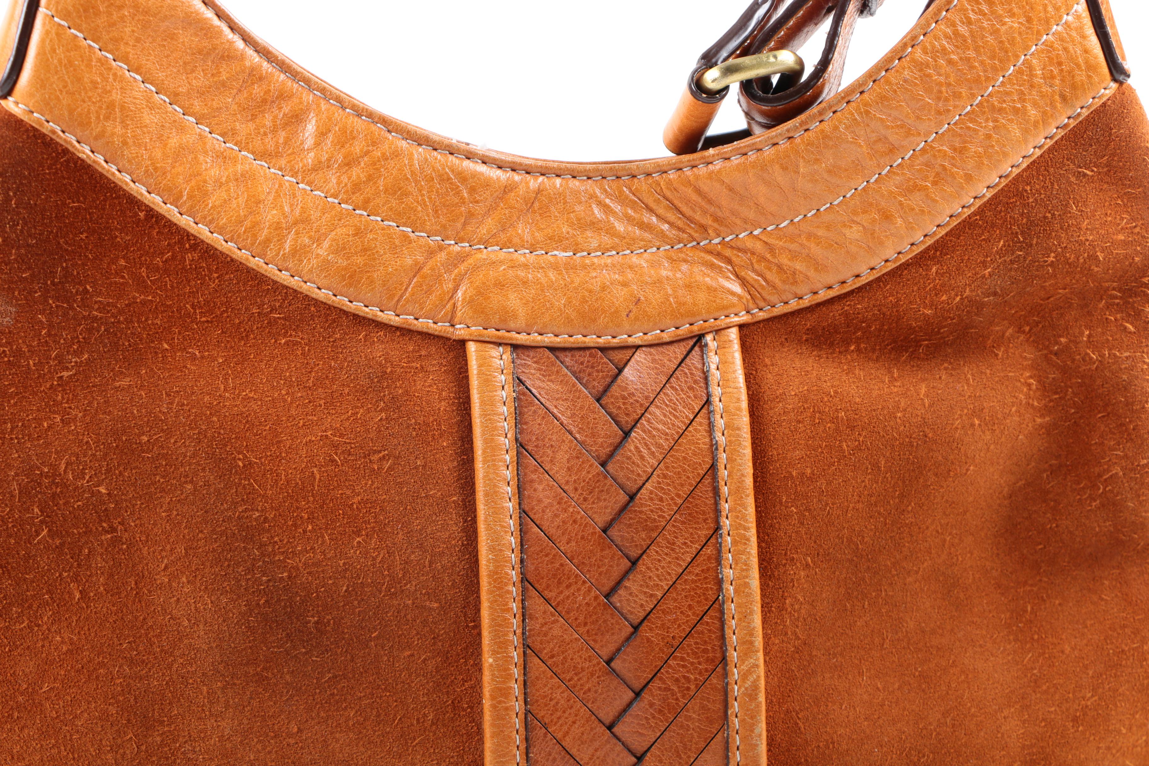 Cole Haan Golden Brown Suede and Leather Handbag