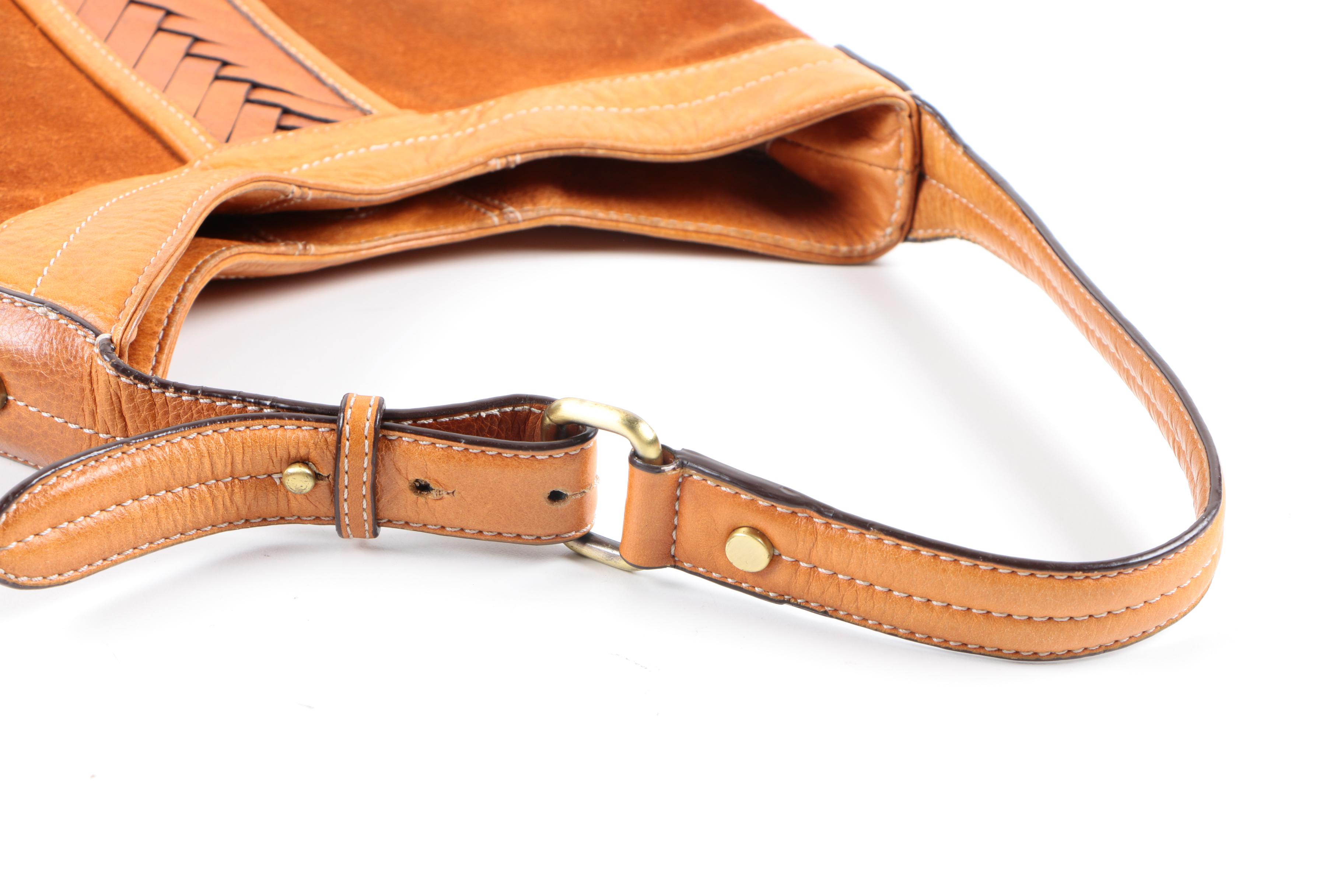 Cole Haan Golden Brown Suede and Leather Handbag