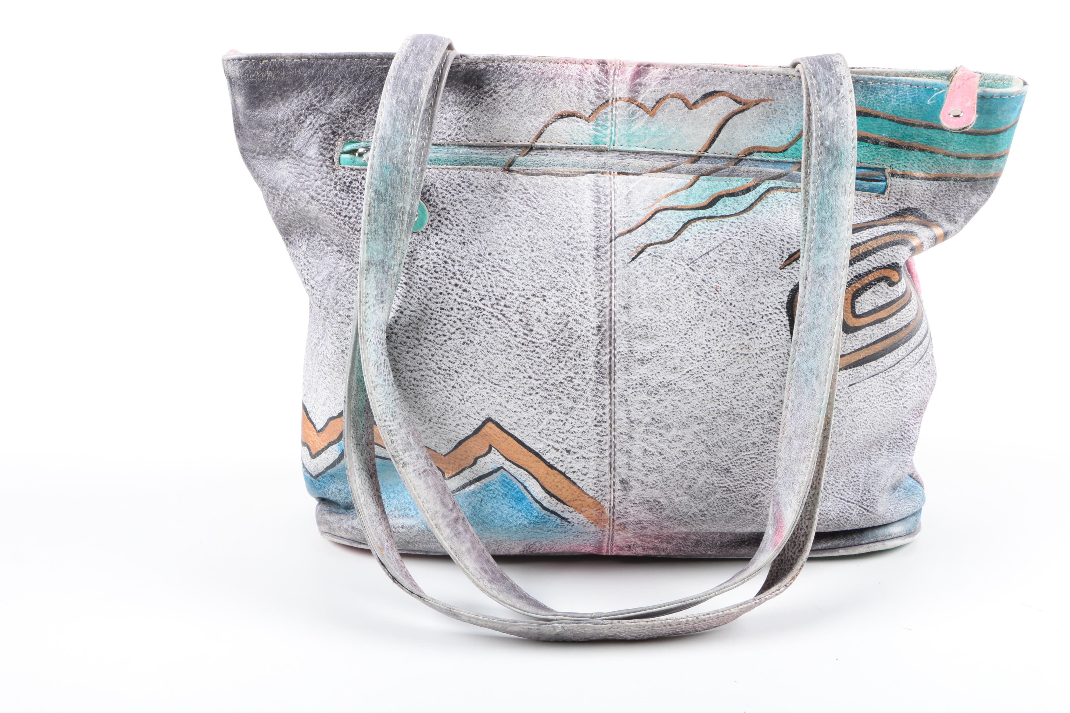 Two Anuschka Hand-Painted Leather Handbags