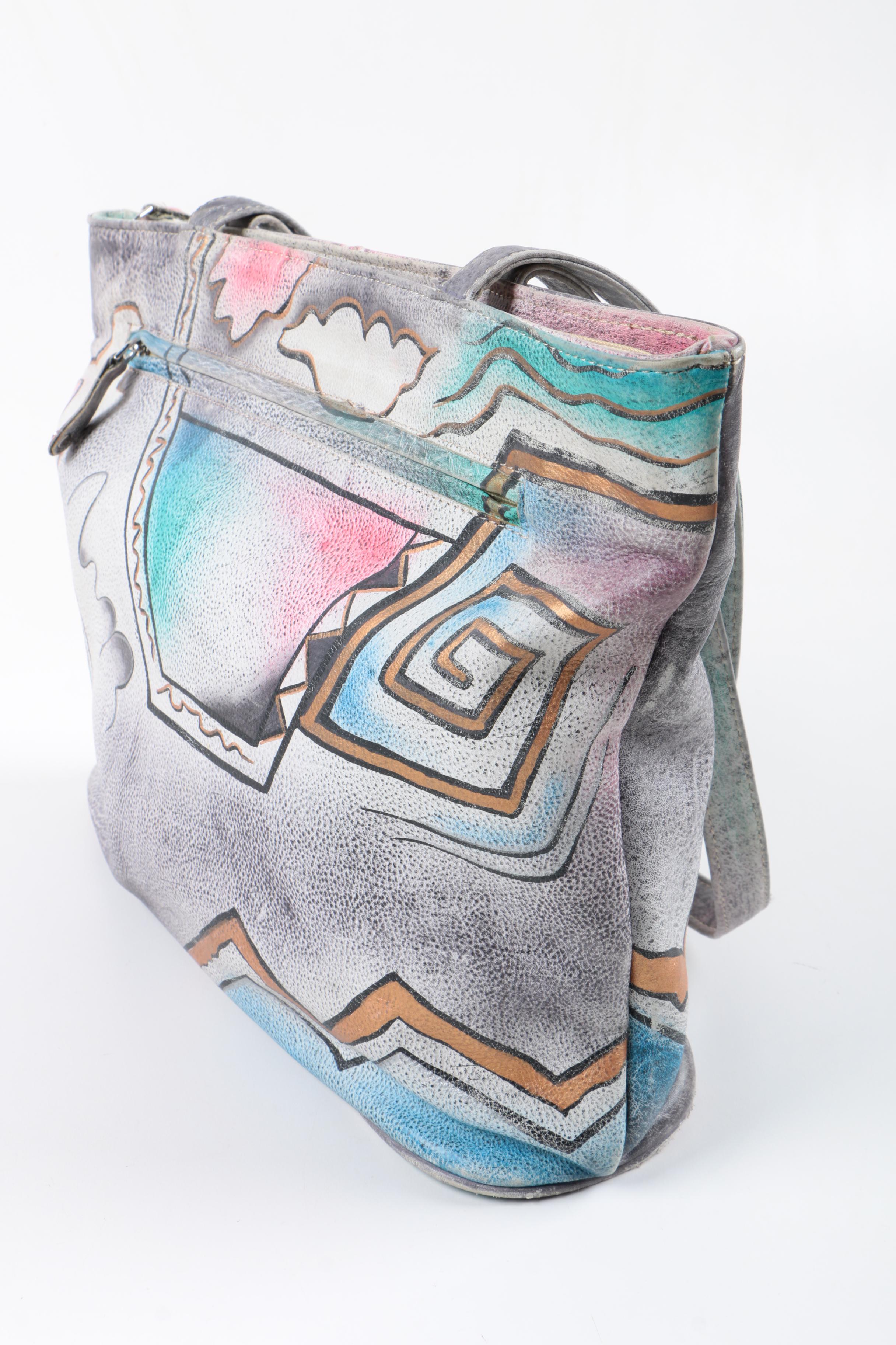 Two Anuschka Hand-Painted Leather Handbags