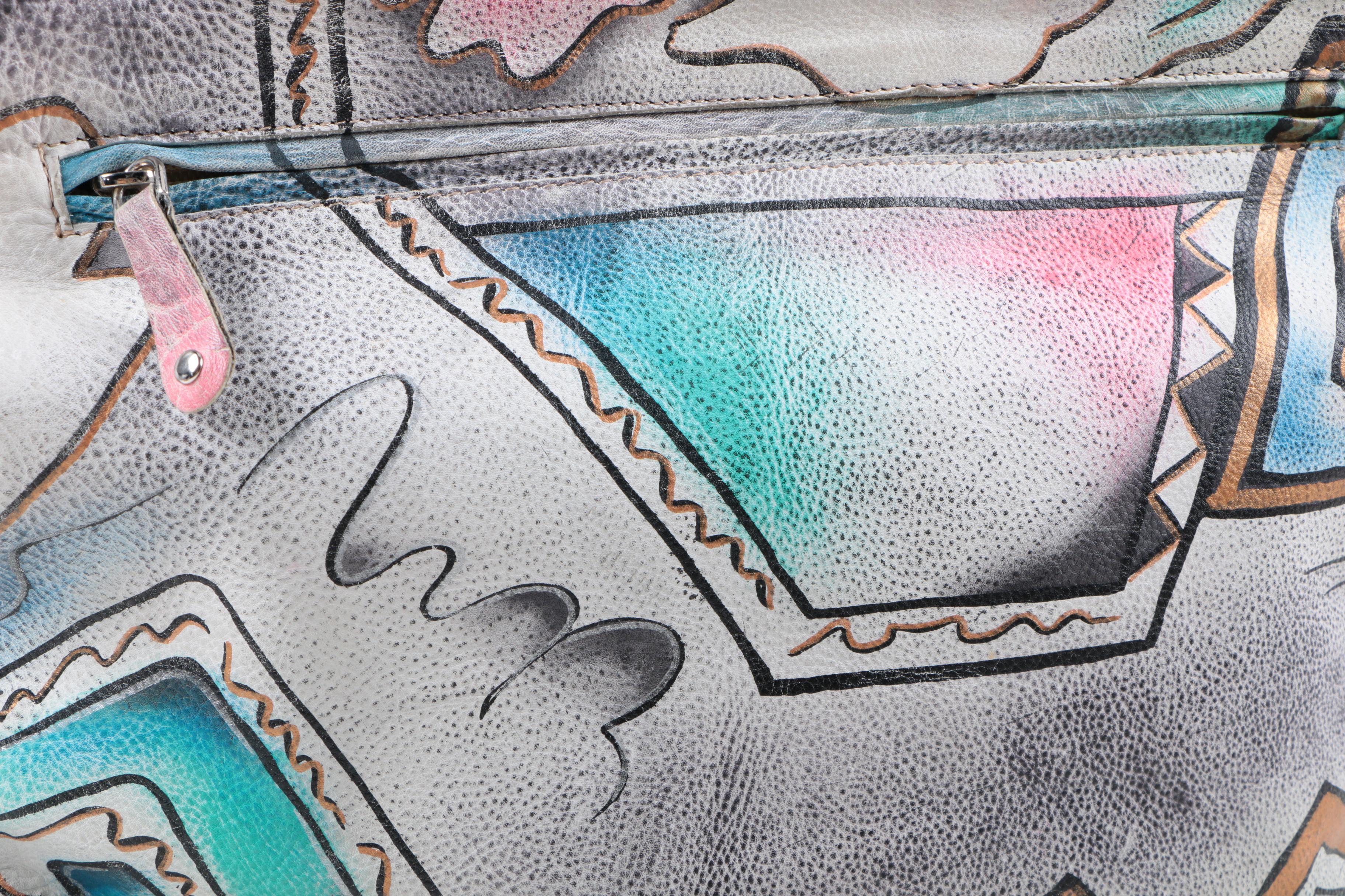 Two Anuschka Hand-Painted Leather Handbags
