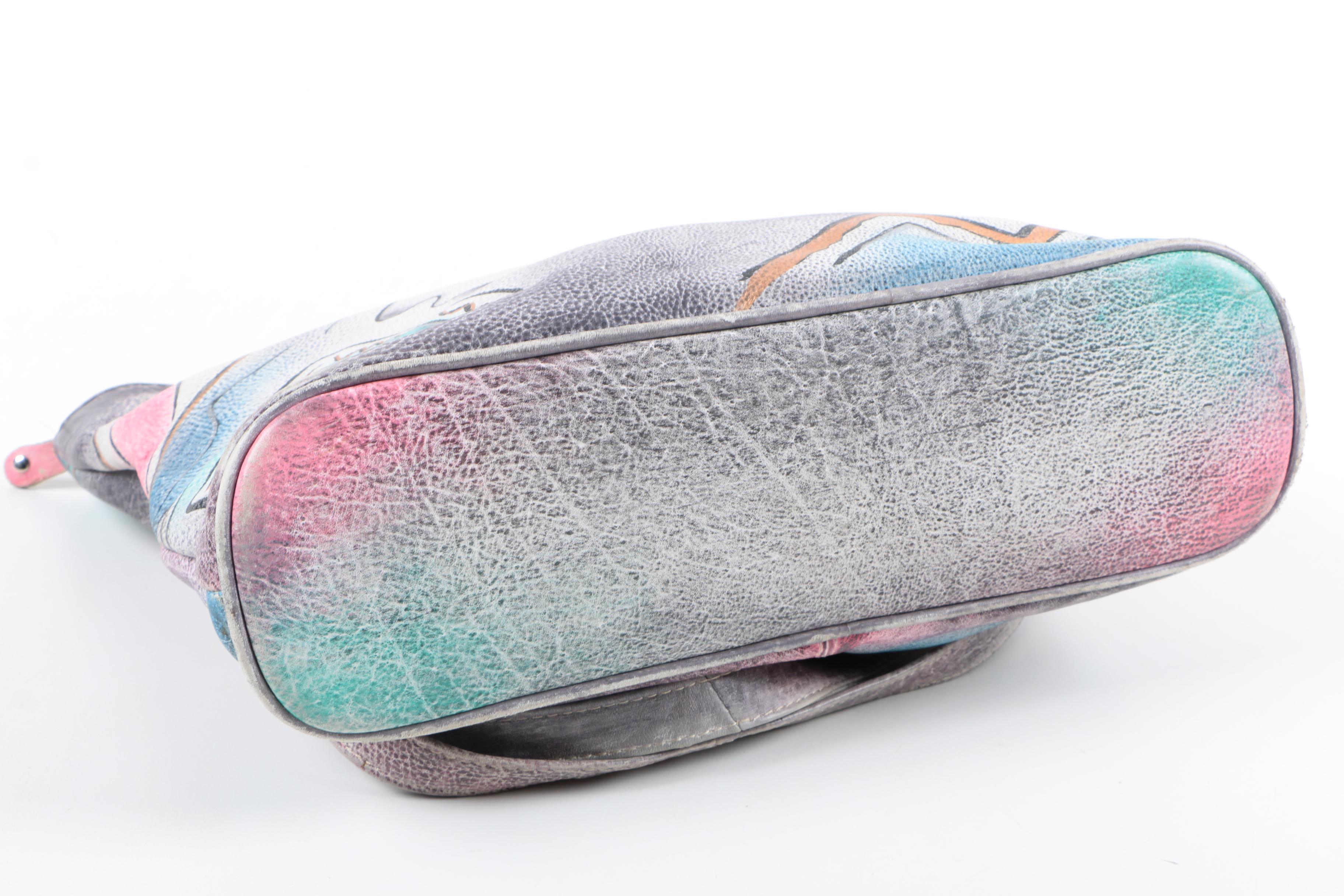 Two Anuschka Hand-Painted Leather Handbags