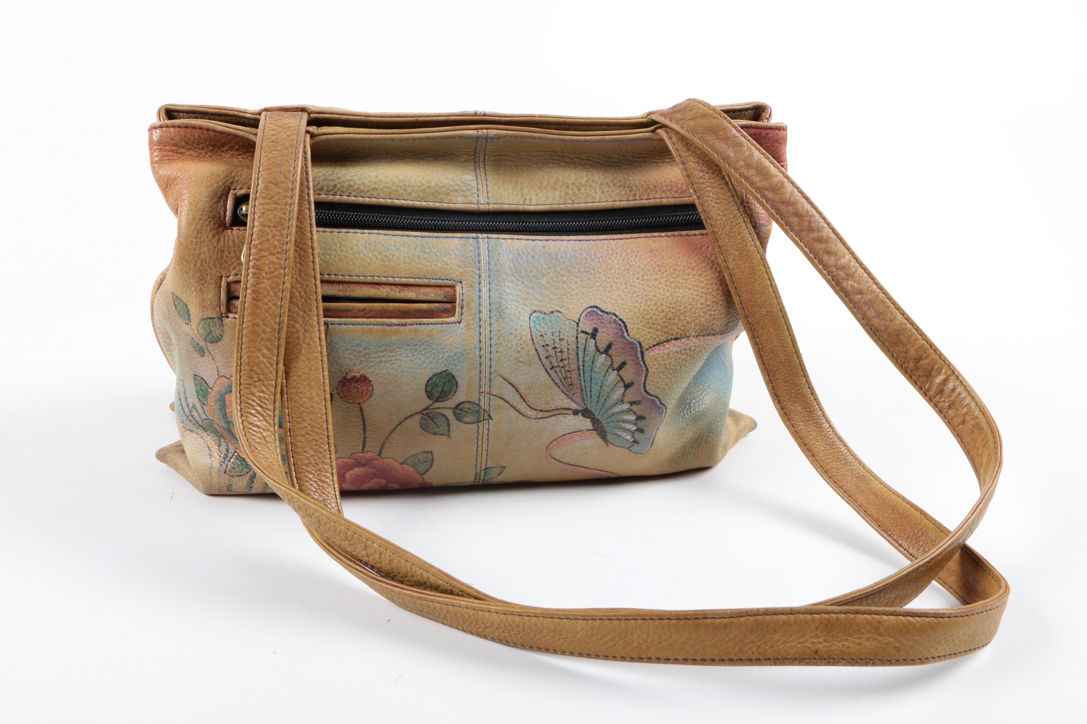 Two Anuschka Hand-Painted Leather Handbags