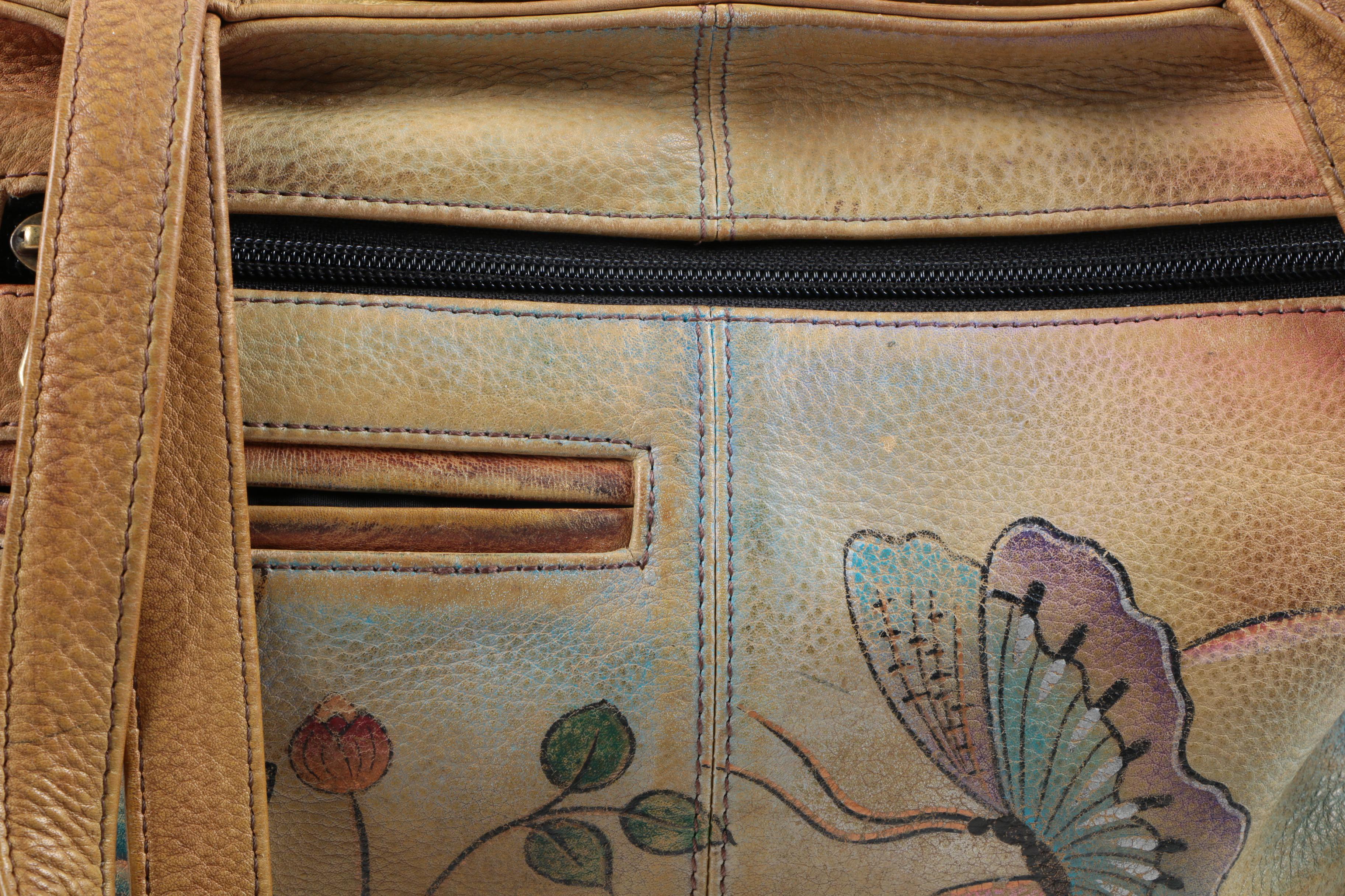 Two Anuschka Hand-Painted Leather Handbags