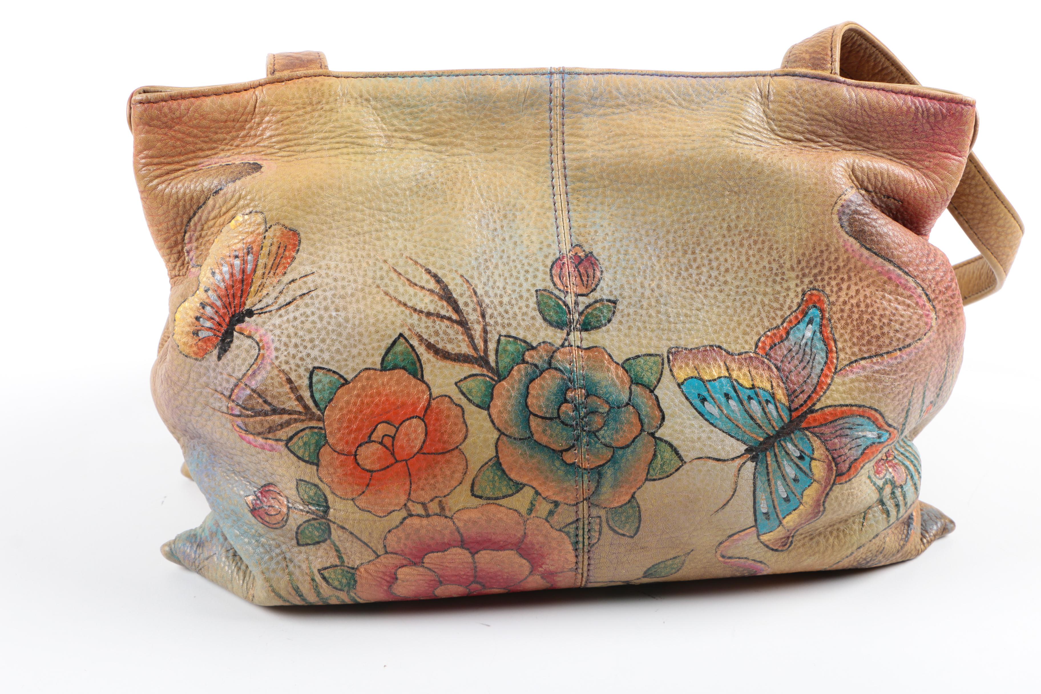 Two Anuschka Hand-Painted Leather Handbags
