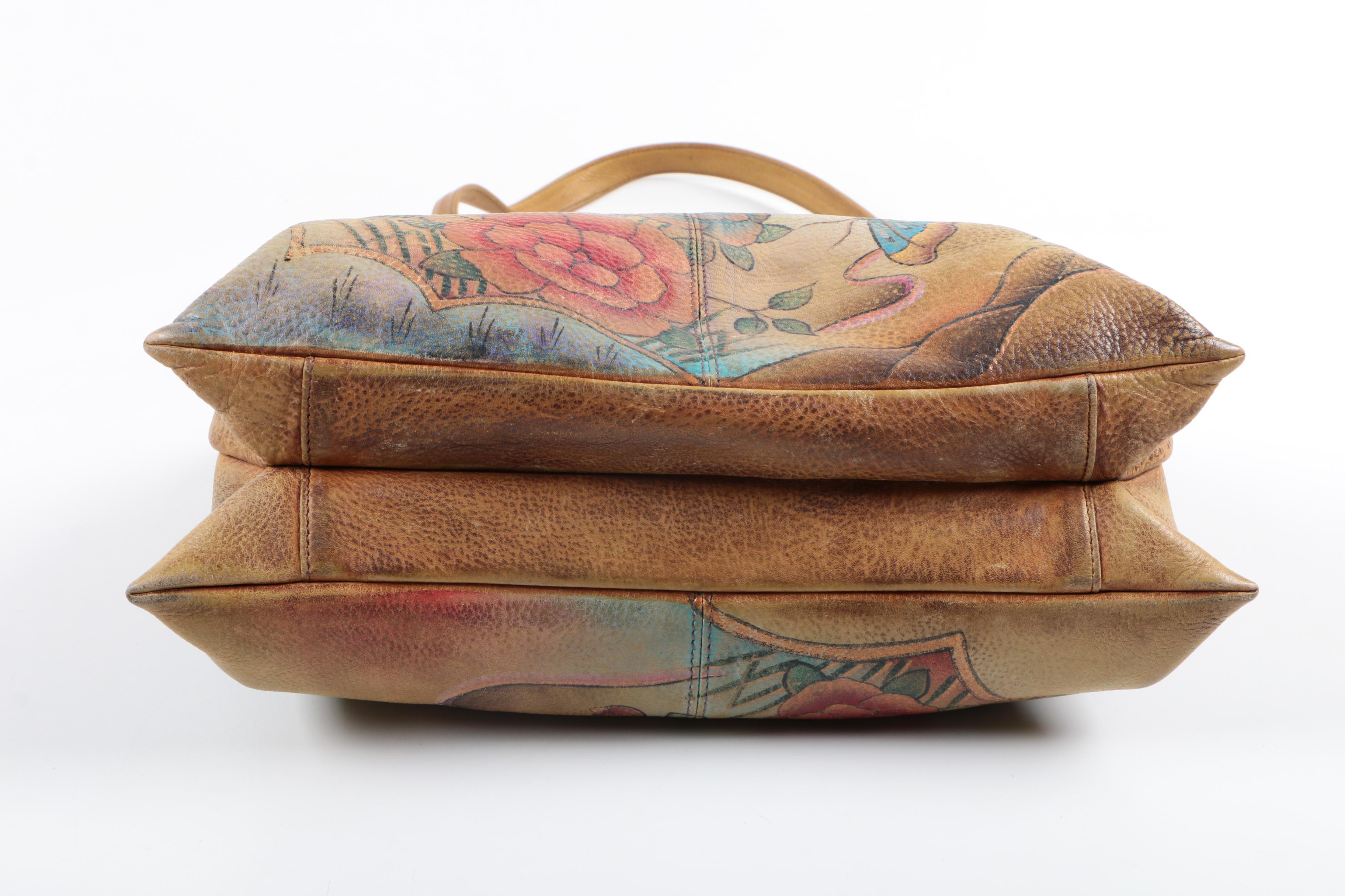 Two Anuschka Hand-Painted Leather Handbags