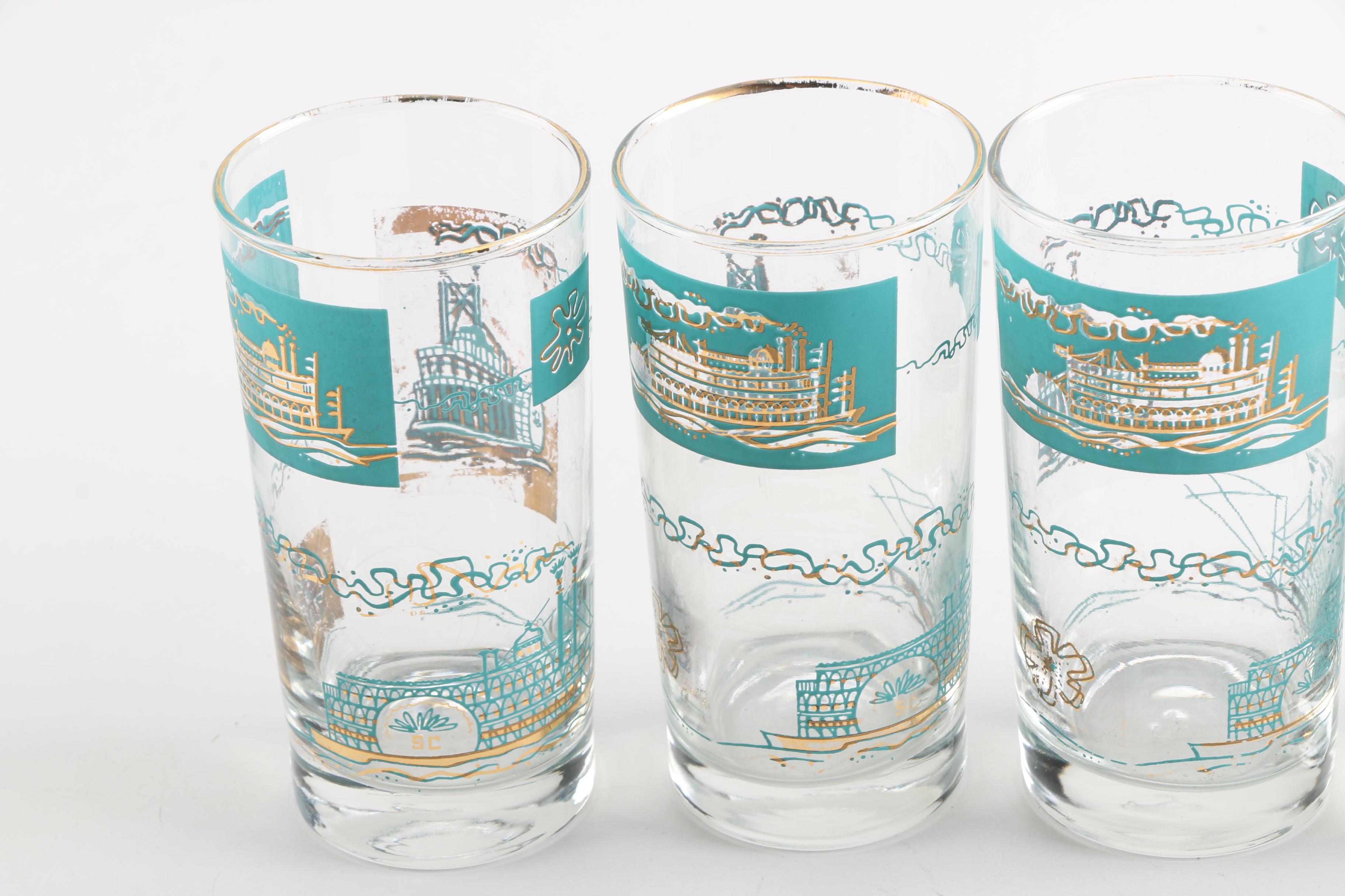 1968 Libbey "Riverboat" Highball Glasses for Southern Comfort