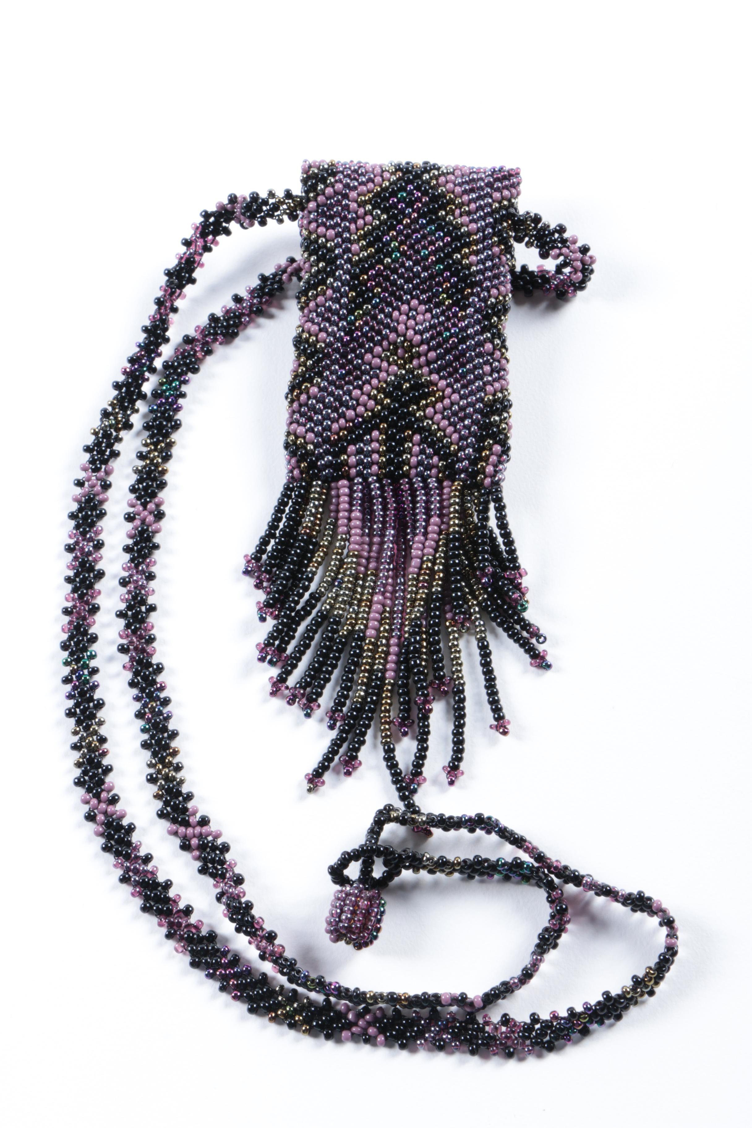 Pair of Hand Beaded Pouch Necklaces