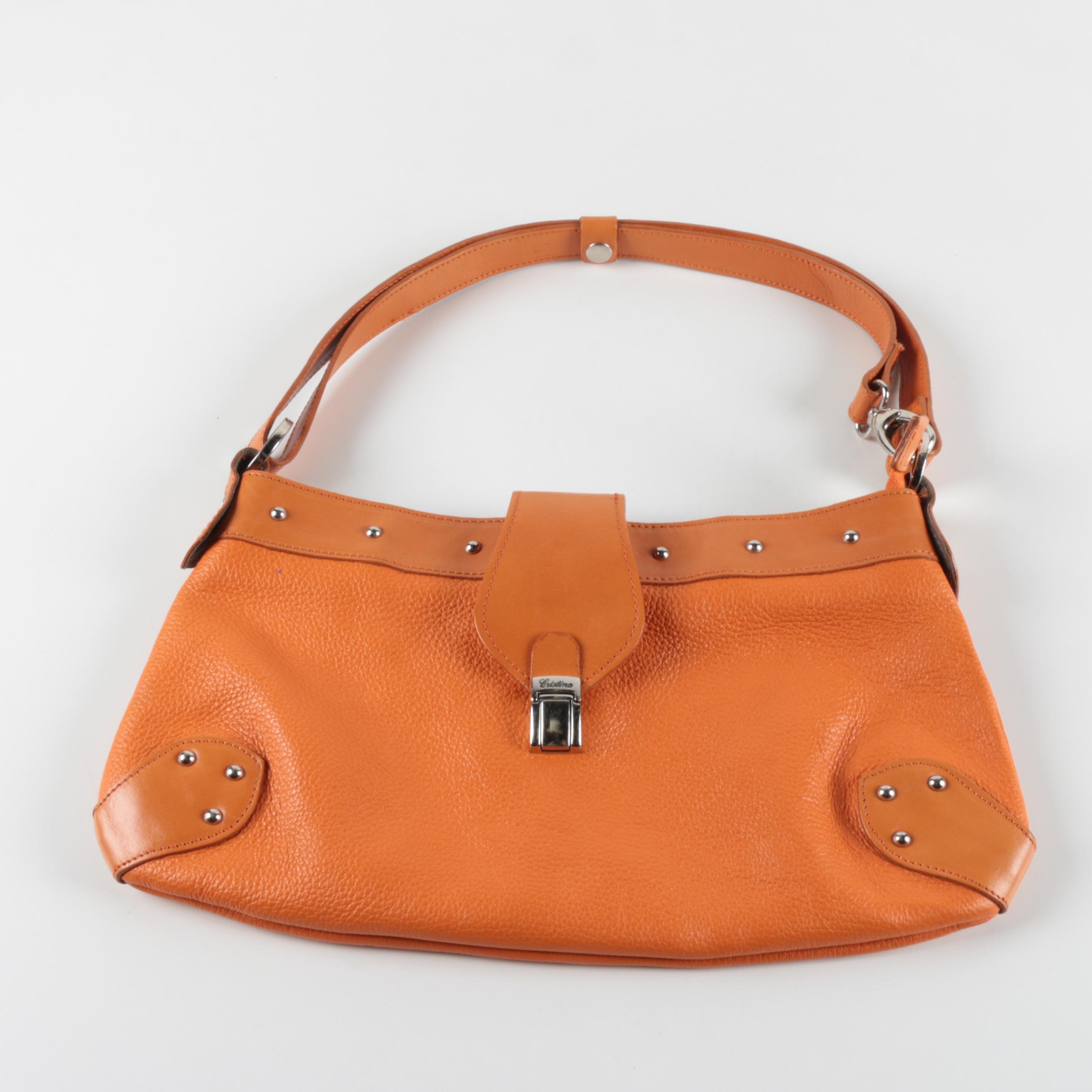 Cristina Orange Leather Handbag