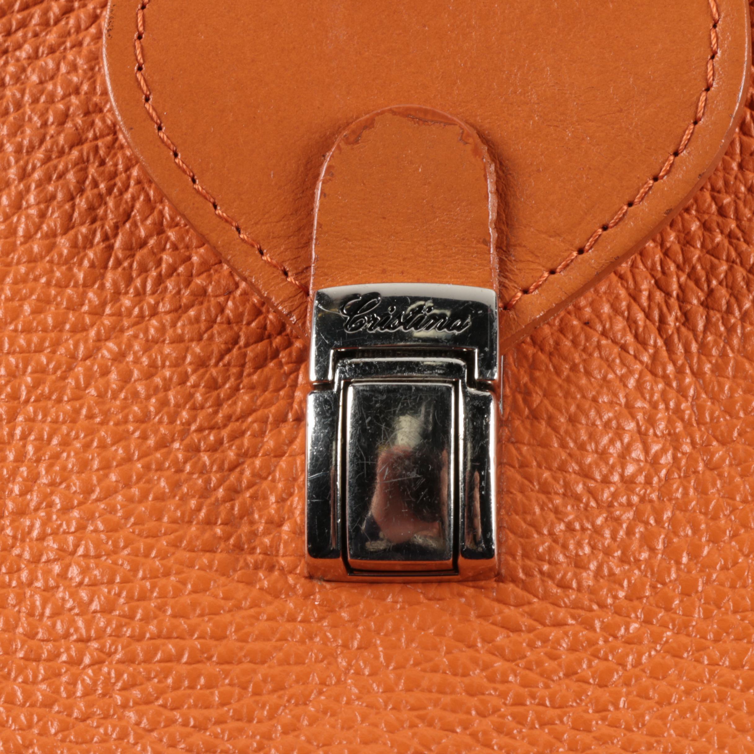 Cristina Orange Leather Handbag