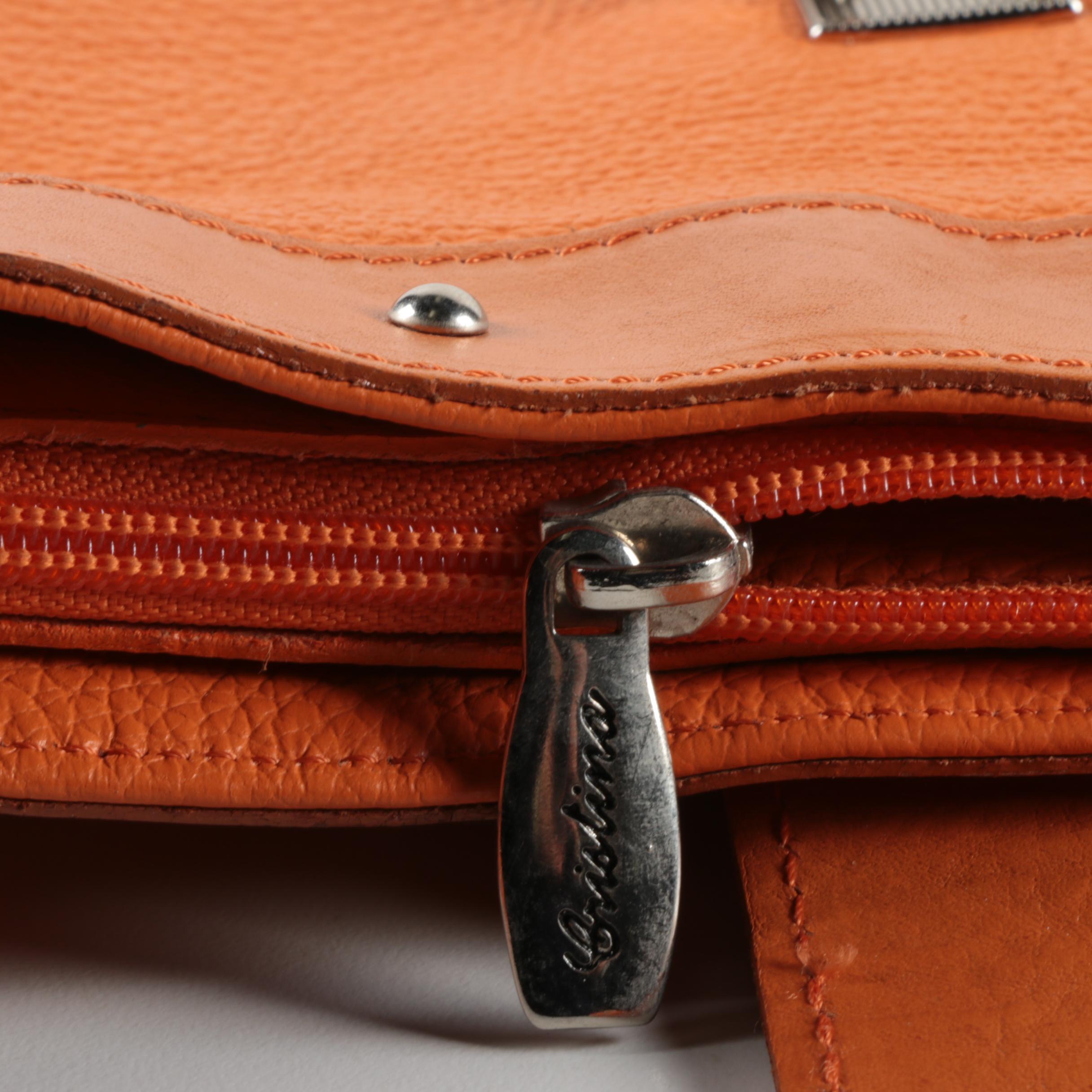 Cristina Orange Leather Handbag