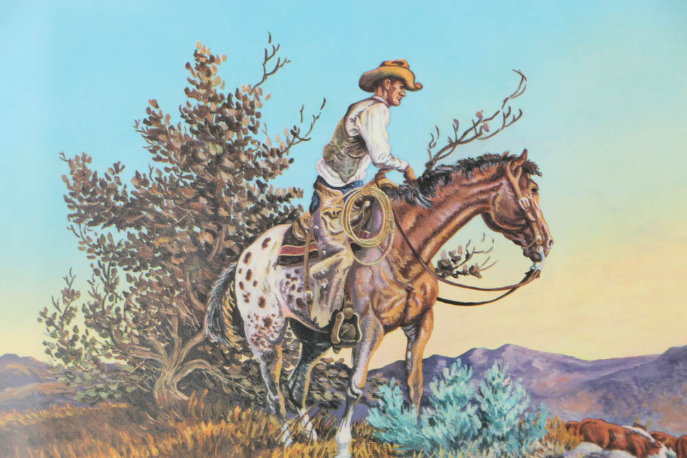 Pair of Robert R. Lorenz Offset Lithographs on Paper of Western Scenes