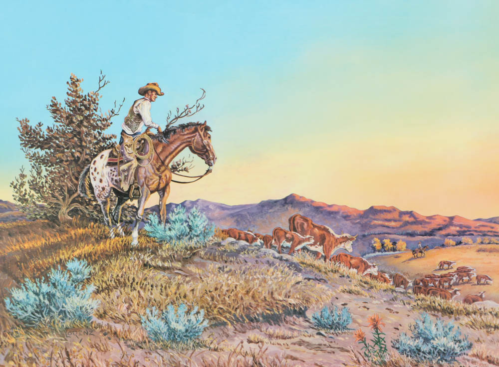 Pair of Robert R. Lorenz Offset Lithographs on Paper of Western Scenes