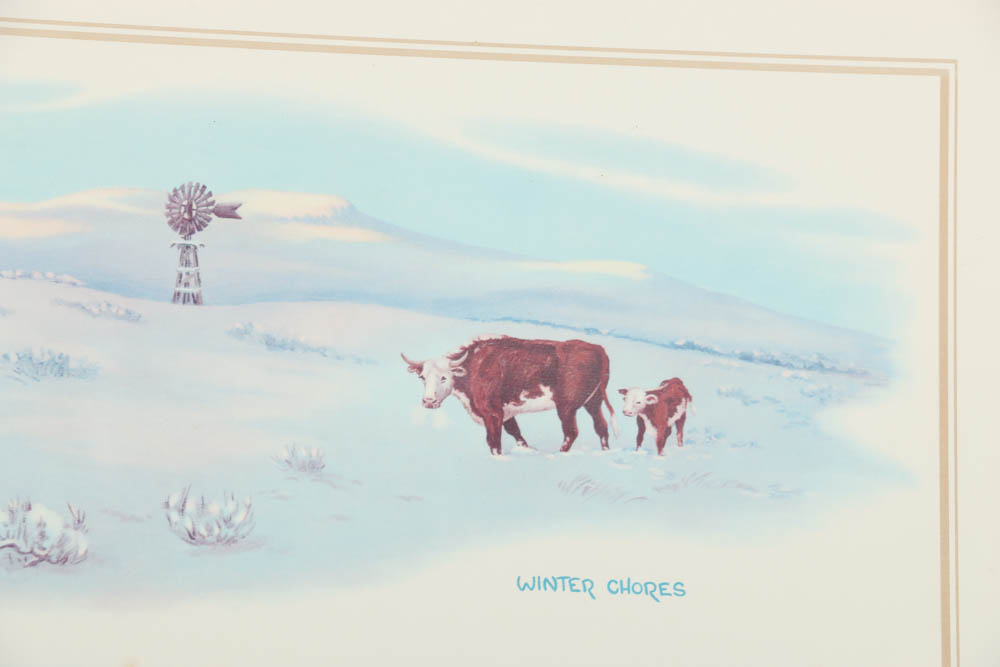 Pair of Robert R. Lorenz Offset Lithographs on Paper of Western Scenes