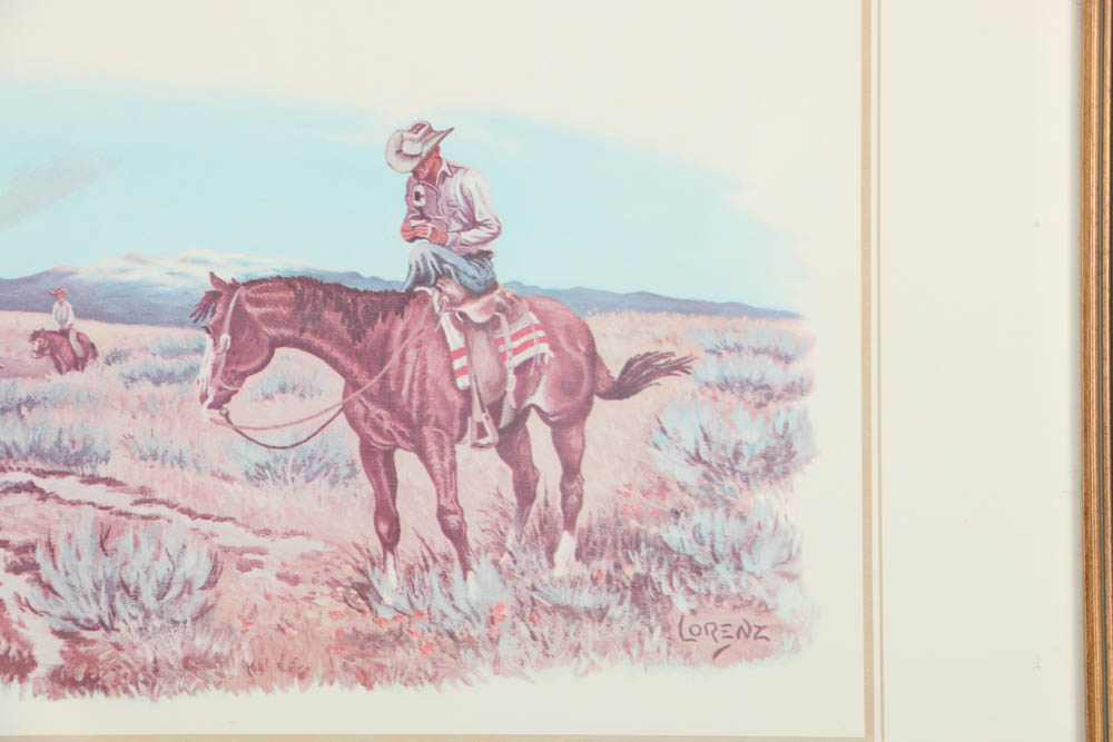 Pair of Robert R. Lorenz Offset Lithographs on Paper of Western Scenes