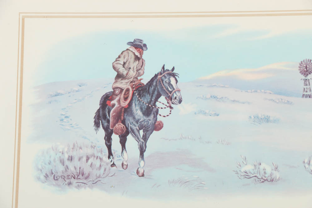 Pair of Robert R. Lorenz Offset Lithographs on Paper of Western Scenes