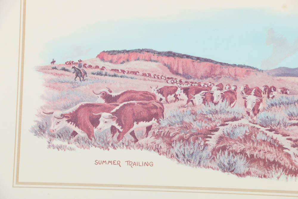 Pair of Robert R. Lorenz Offset Lithographs on Paper of Western Scenes