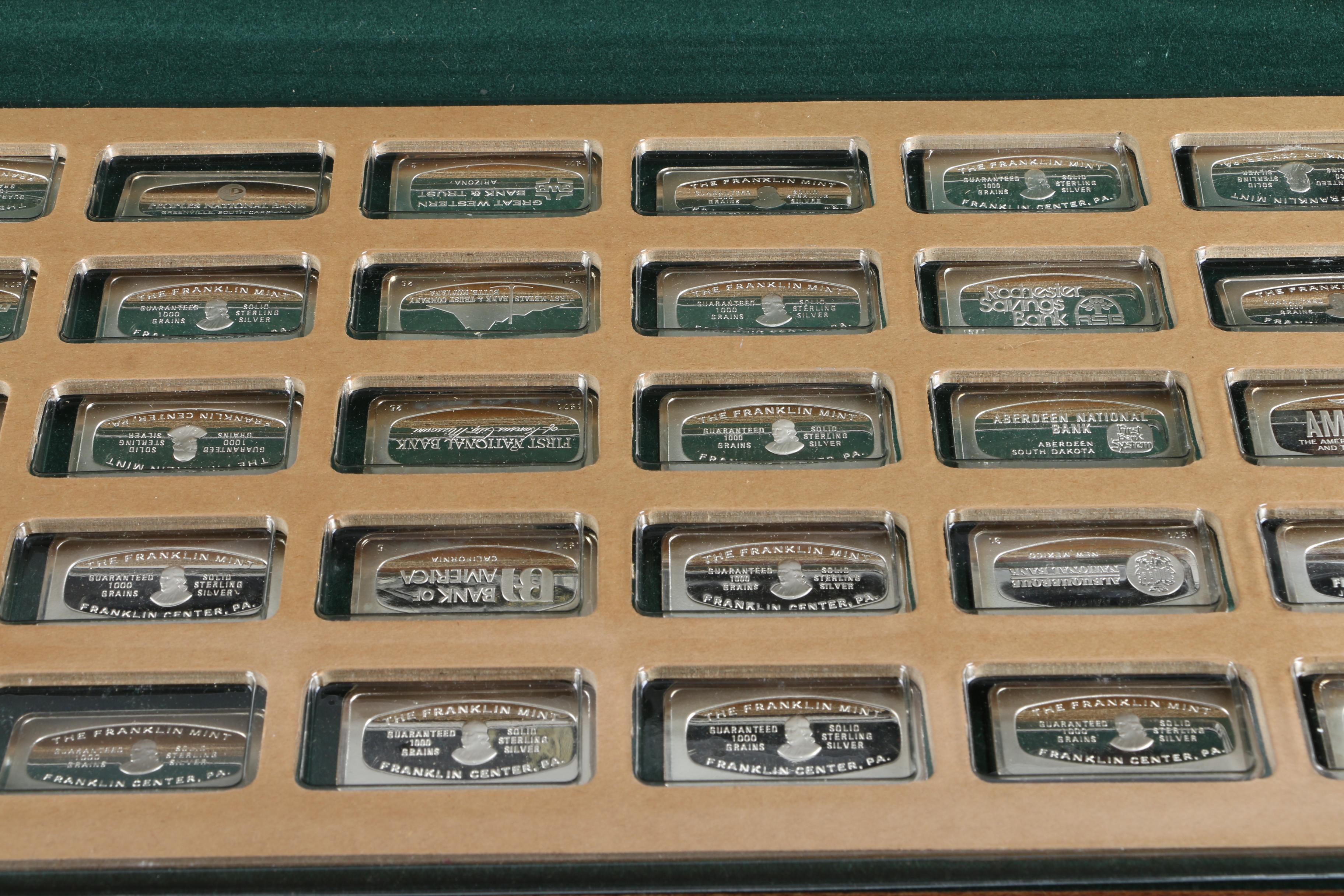 Collection of Franklin Mint Bankmarked Sterling Silver Ingots